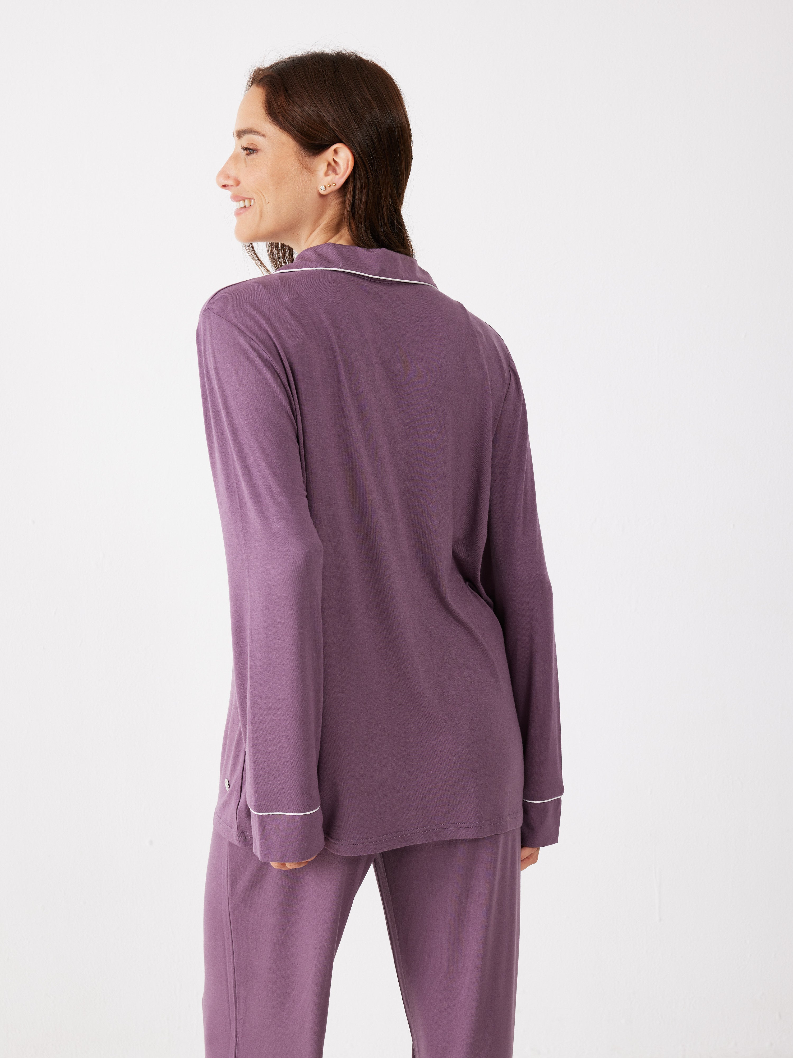 פיג'מה מכופתרת פספול ויסקוזה - סגול