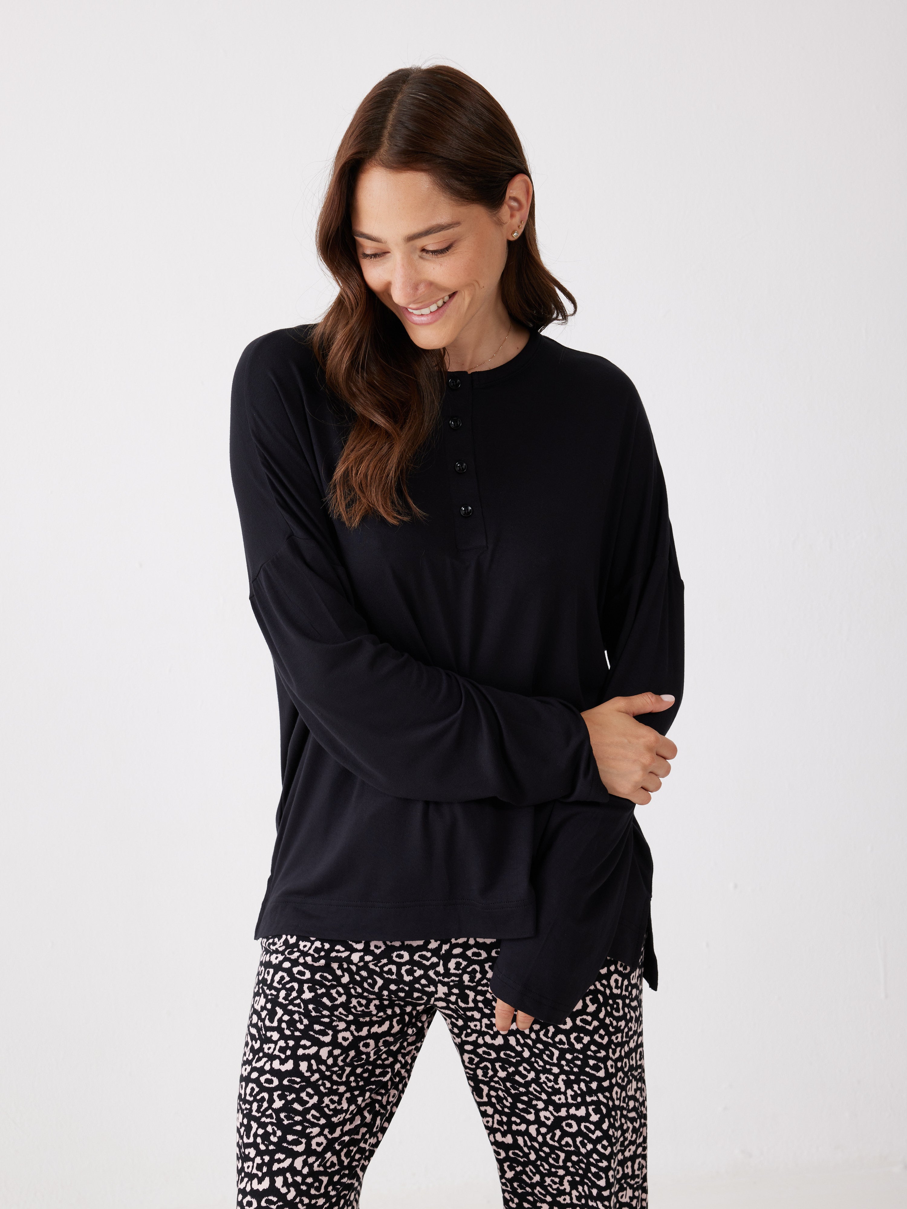 פיג'מה מנומרת ויסקוזה - שחור