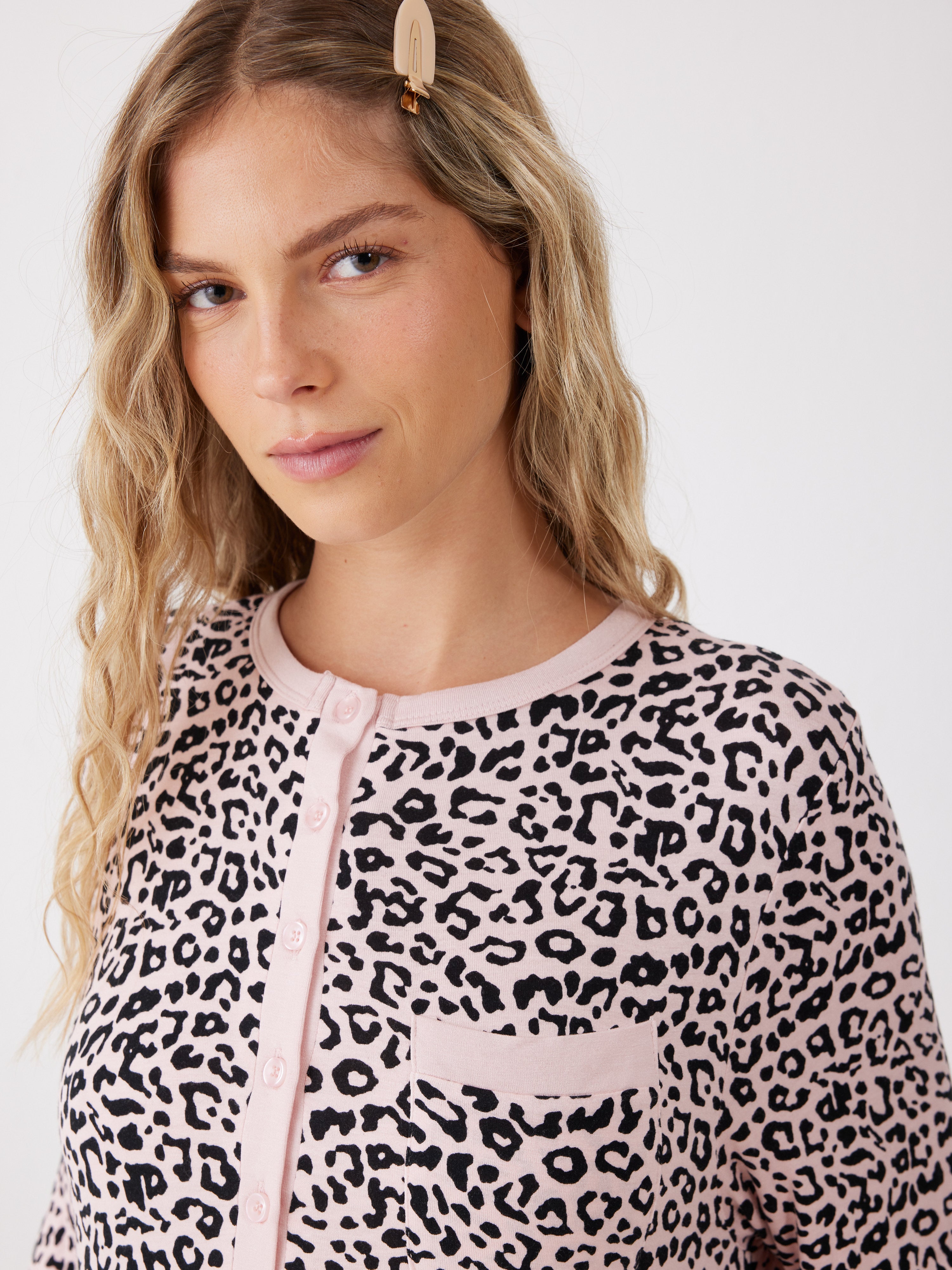 כותונת מנומרת ויסקוזה - ורוד