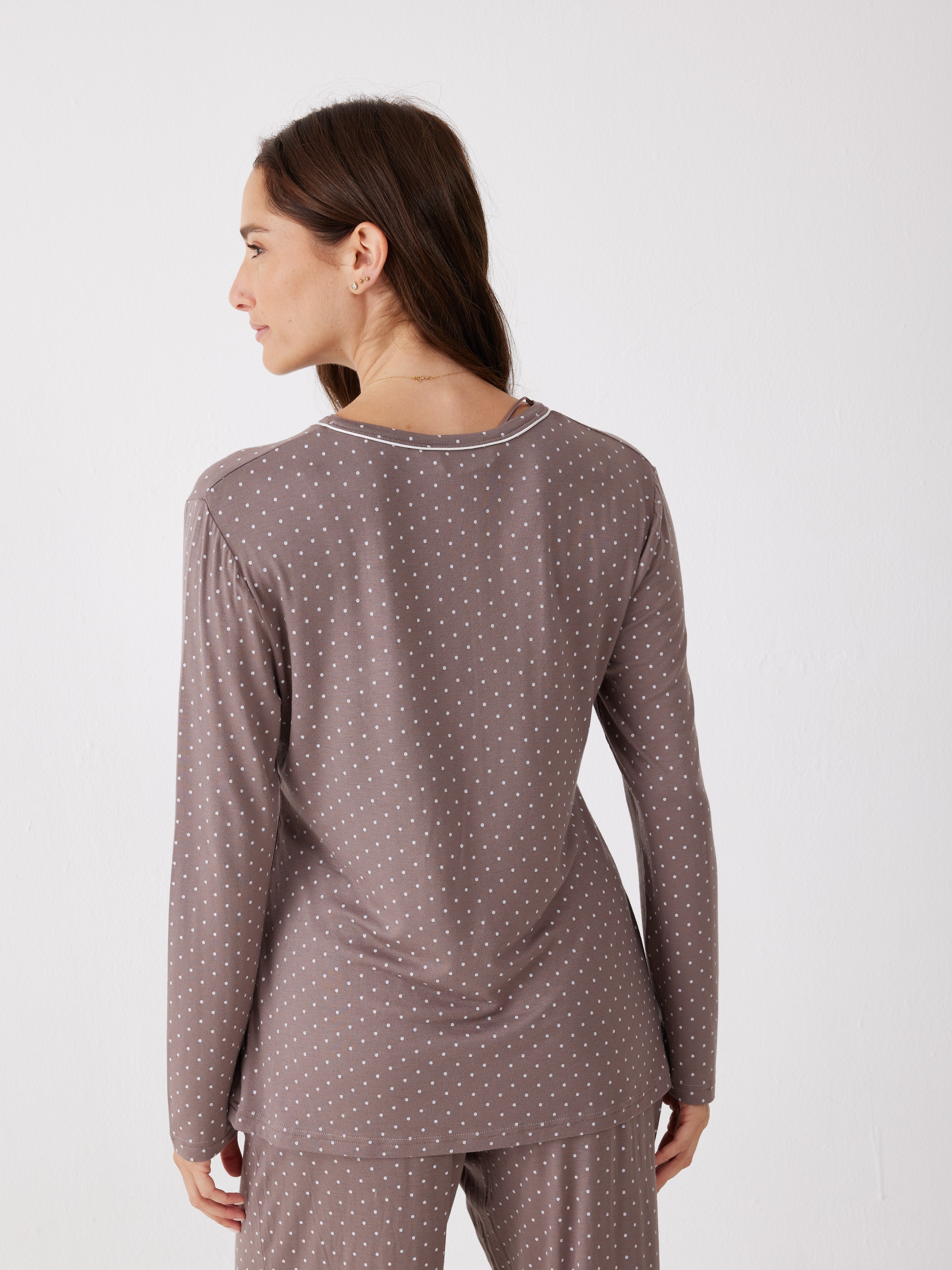 פיג'מה נקודות ויסקוזה -חום