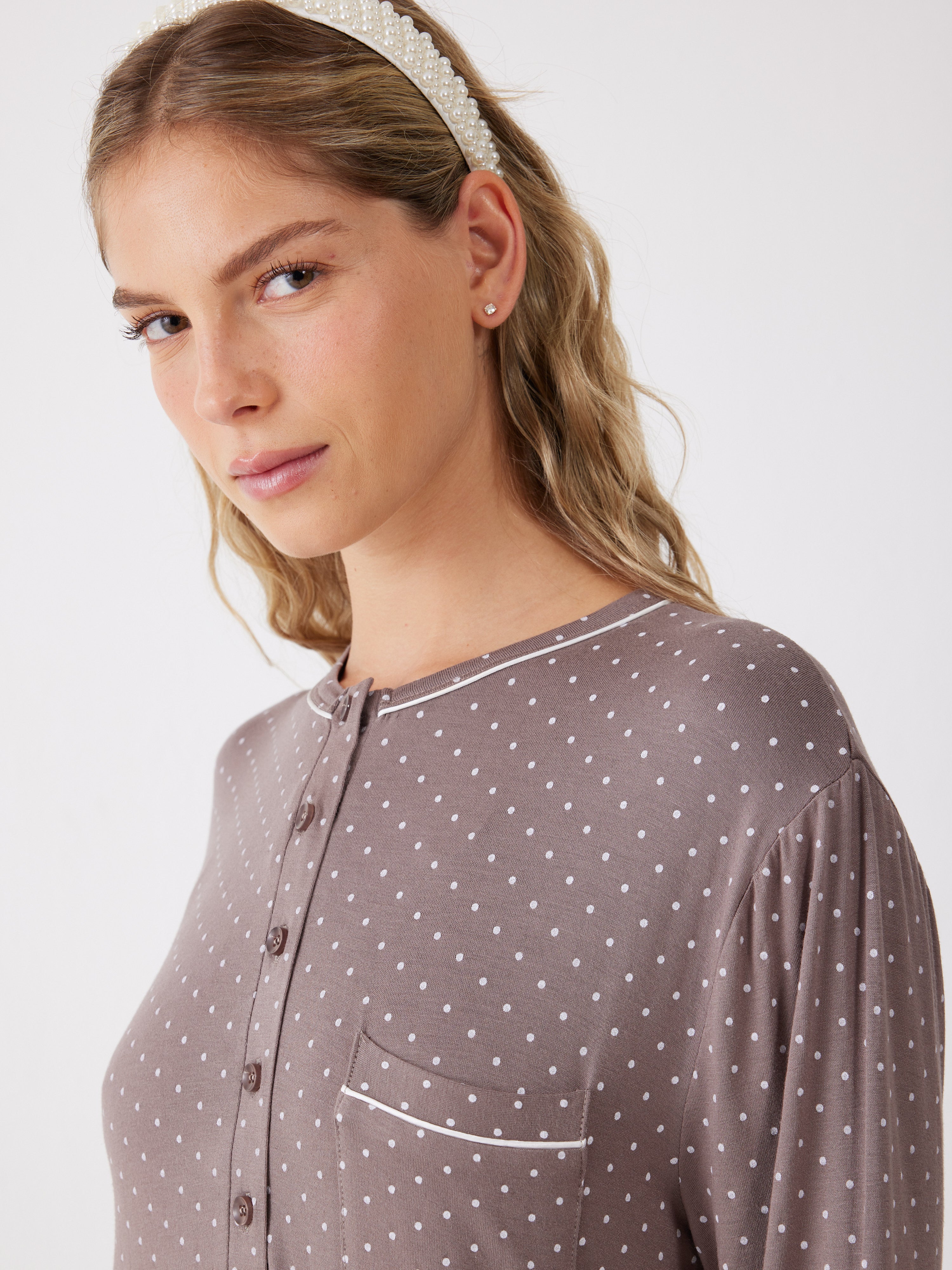 כותונת נקודות ויסקוזה - חום