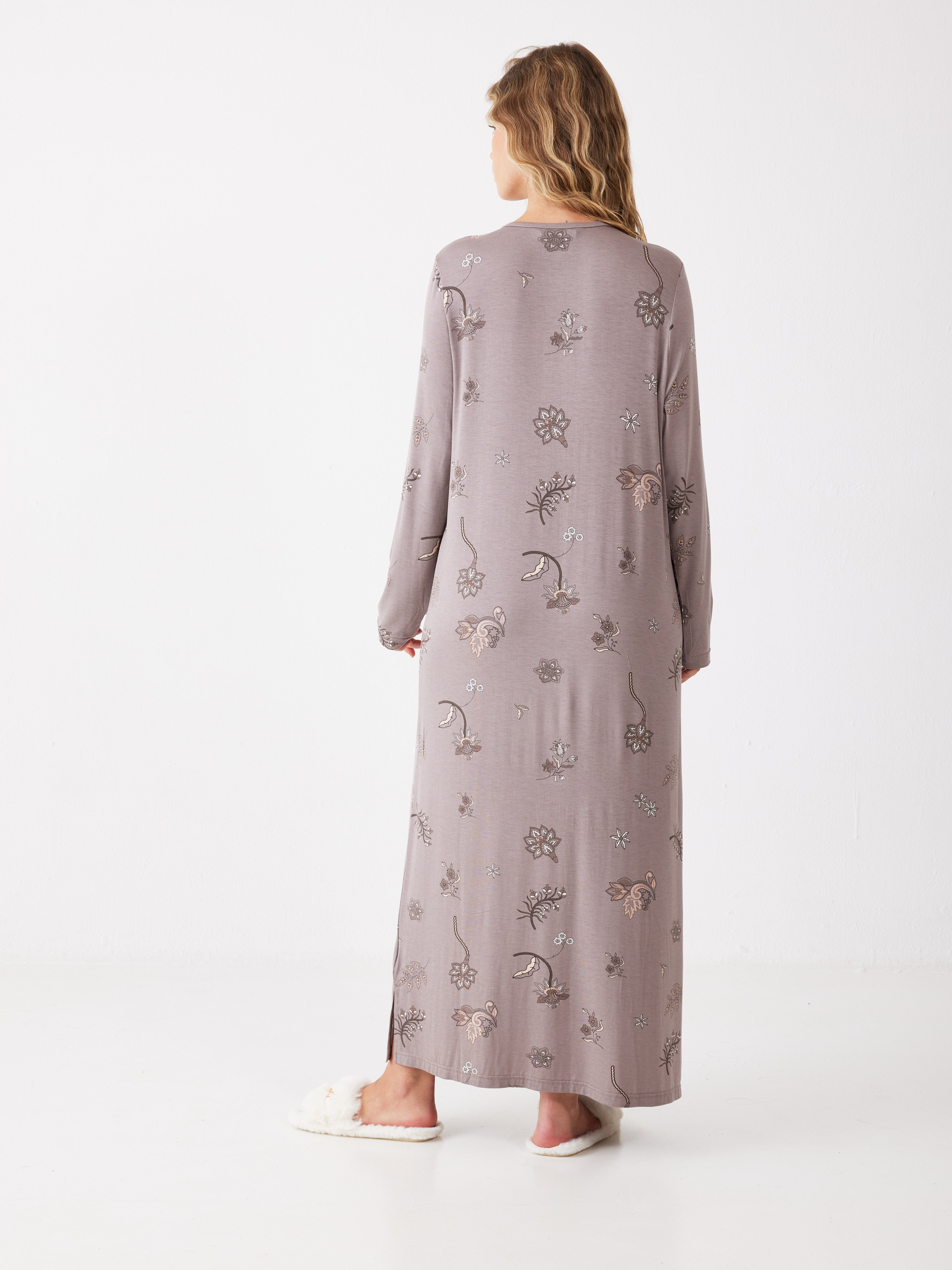 כותונת פרחונית ויסקוזה - קפה