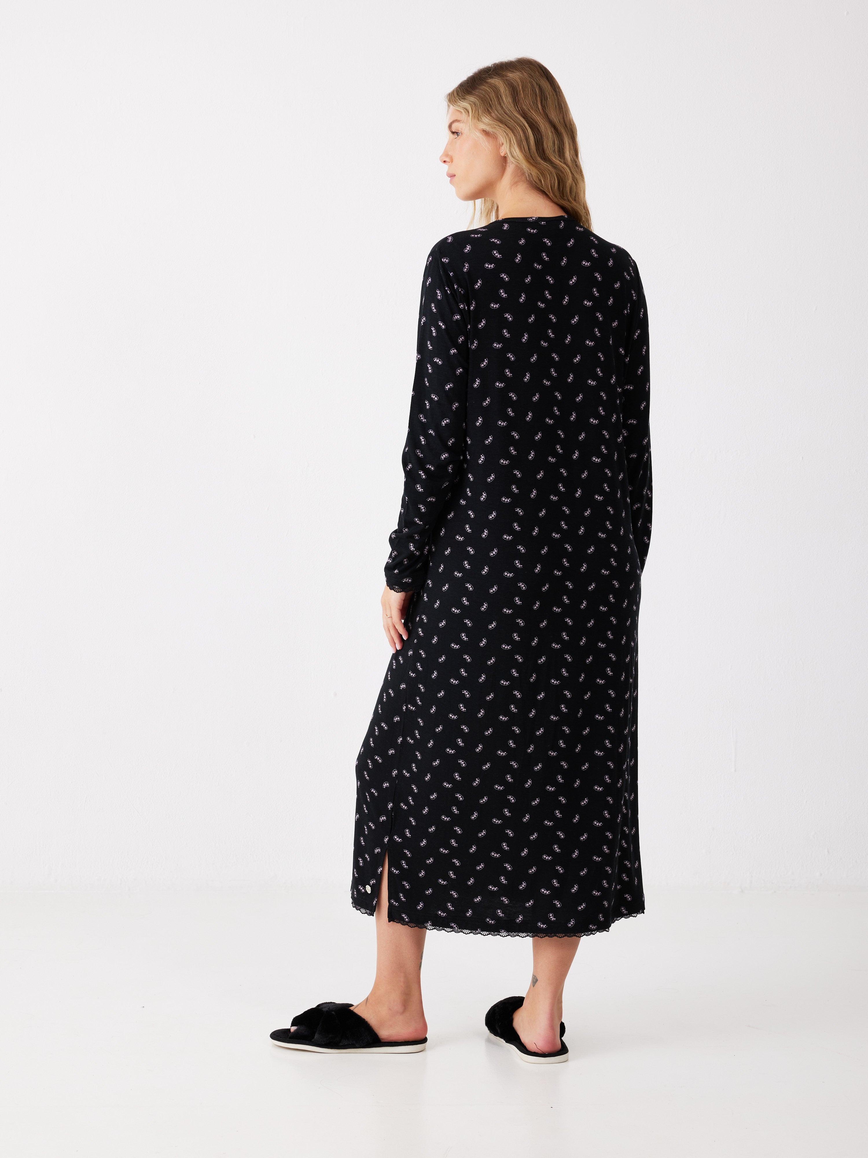 כותונת הדפס ויסקוזה - שחור