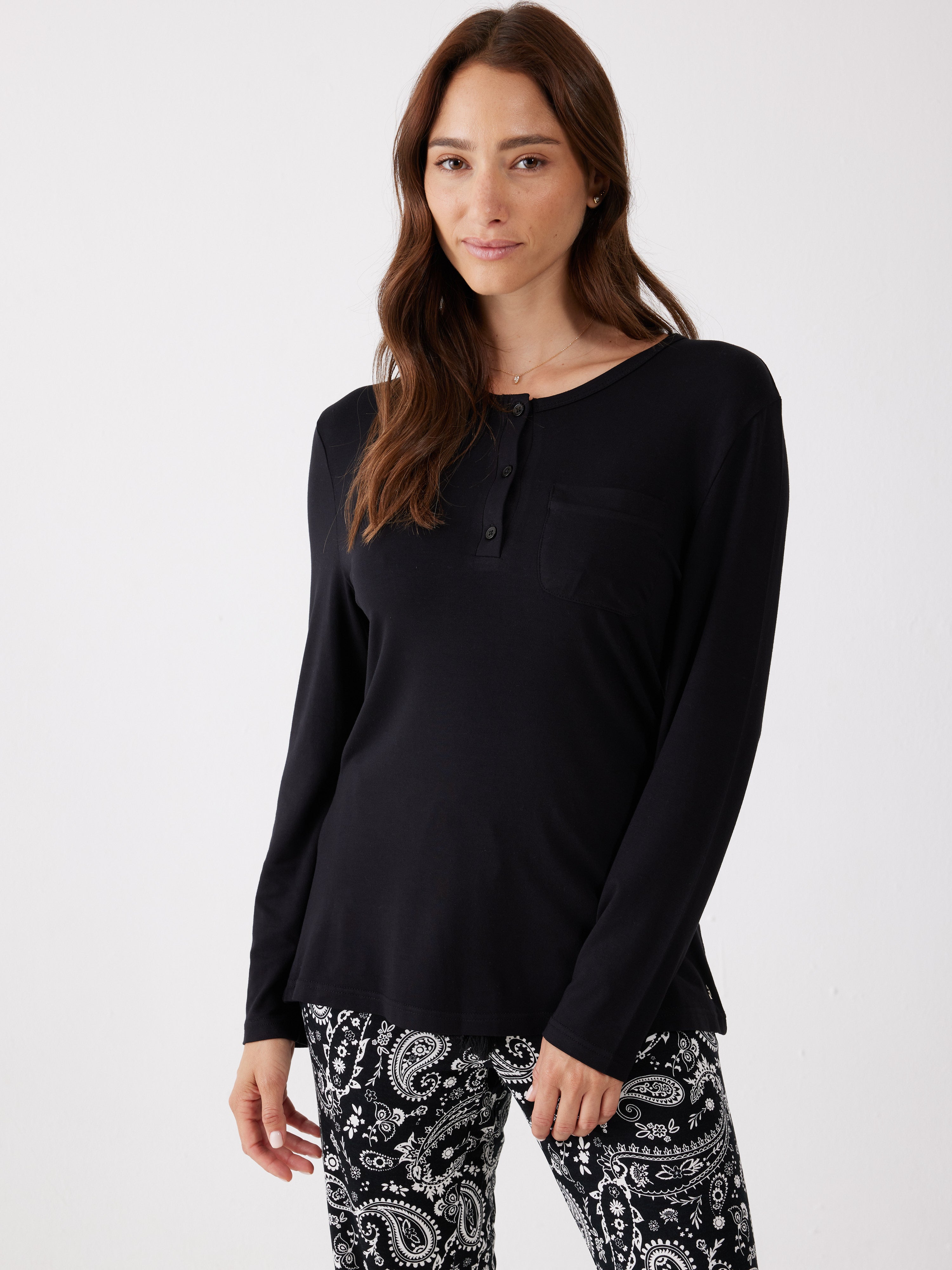 פיג'מה פייזלי ויסקוזה - שחור