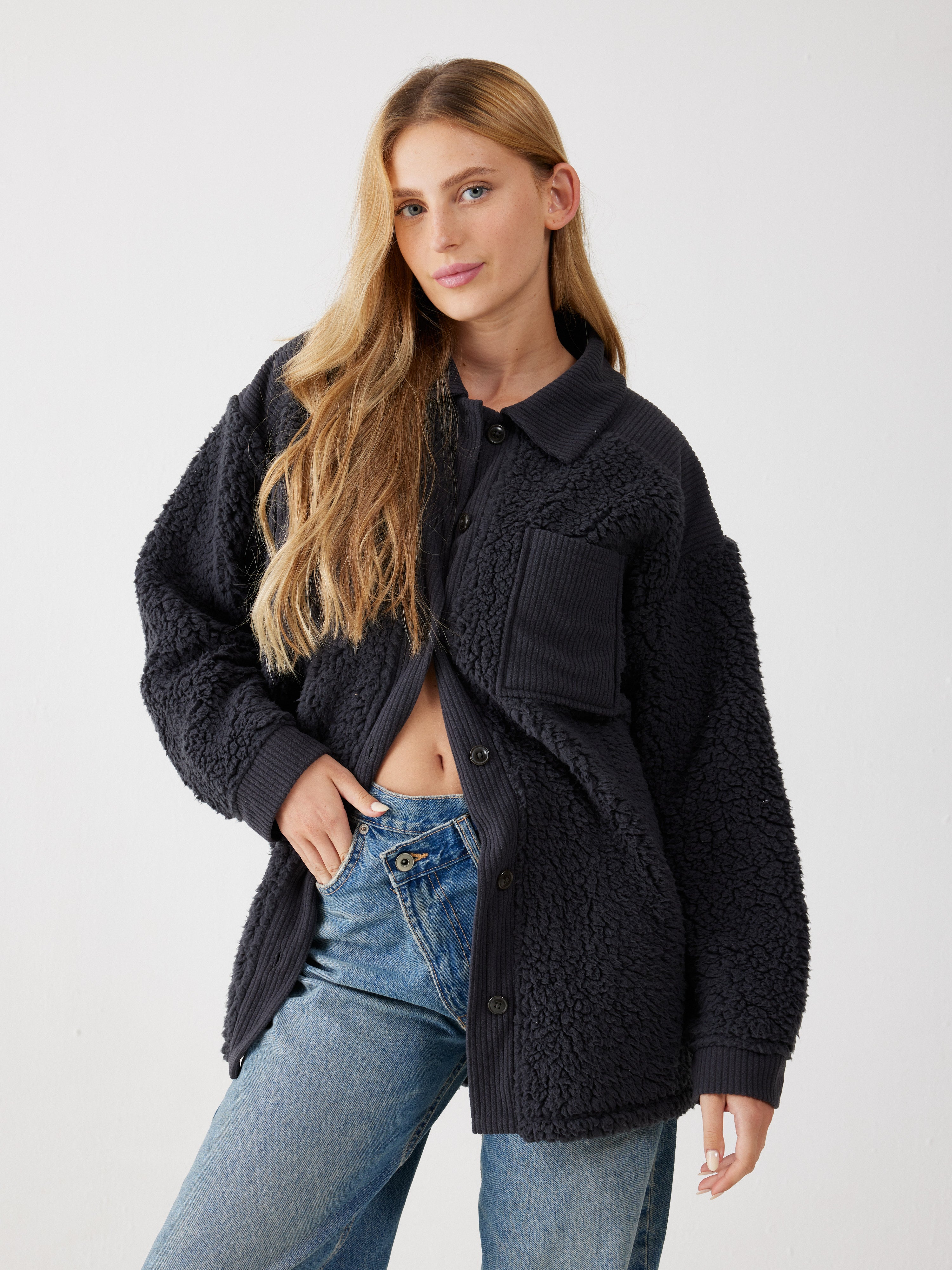 ג'קט פלאפי - אפור כהה