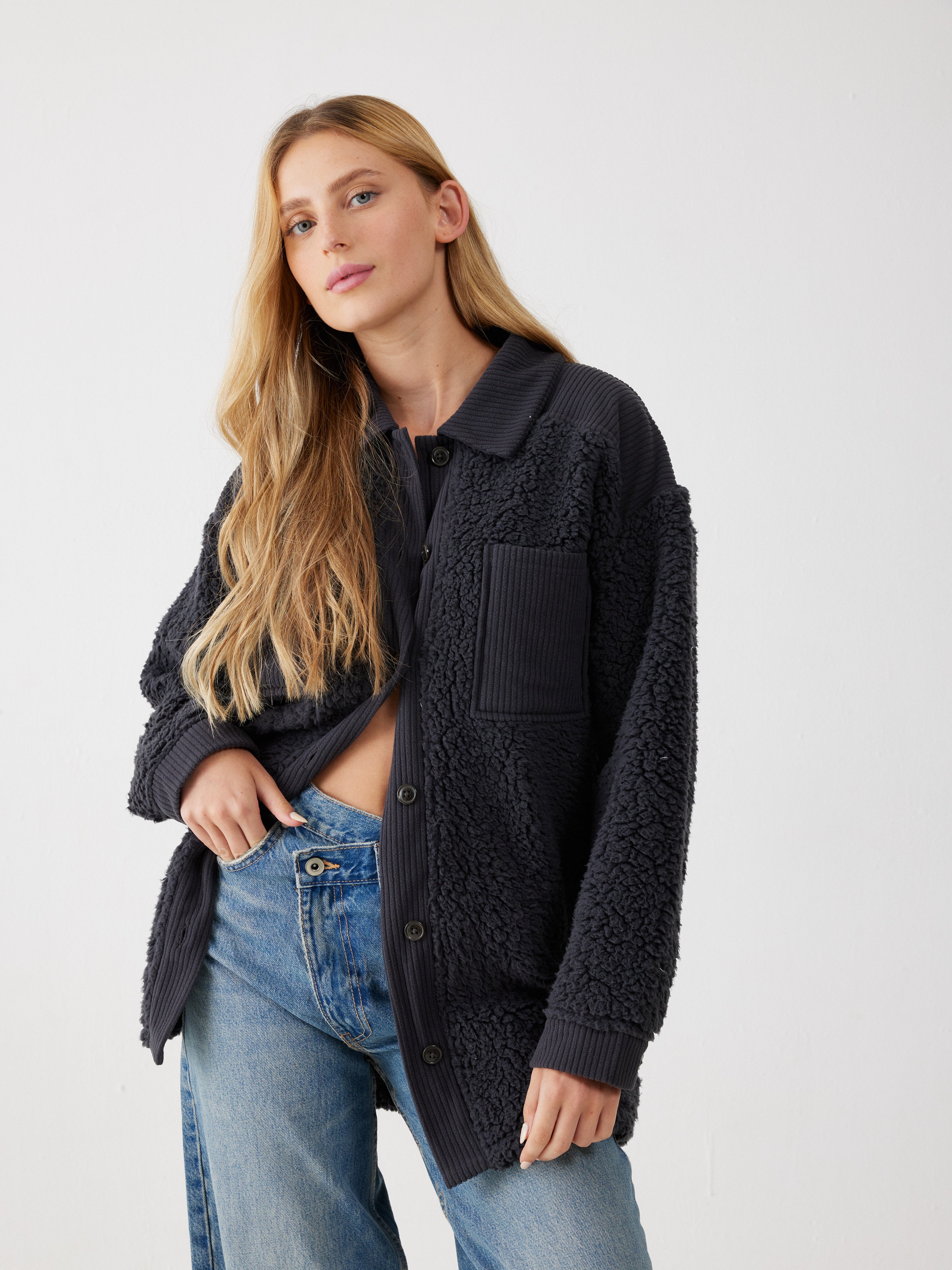 ג'קט פלאפי - אפור כהה