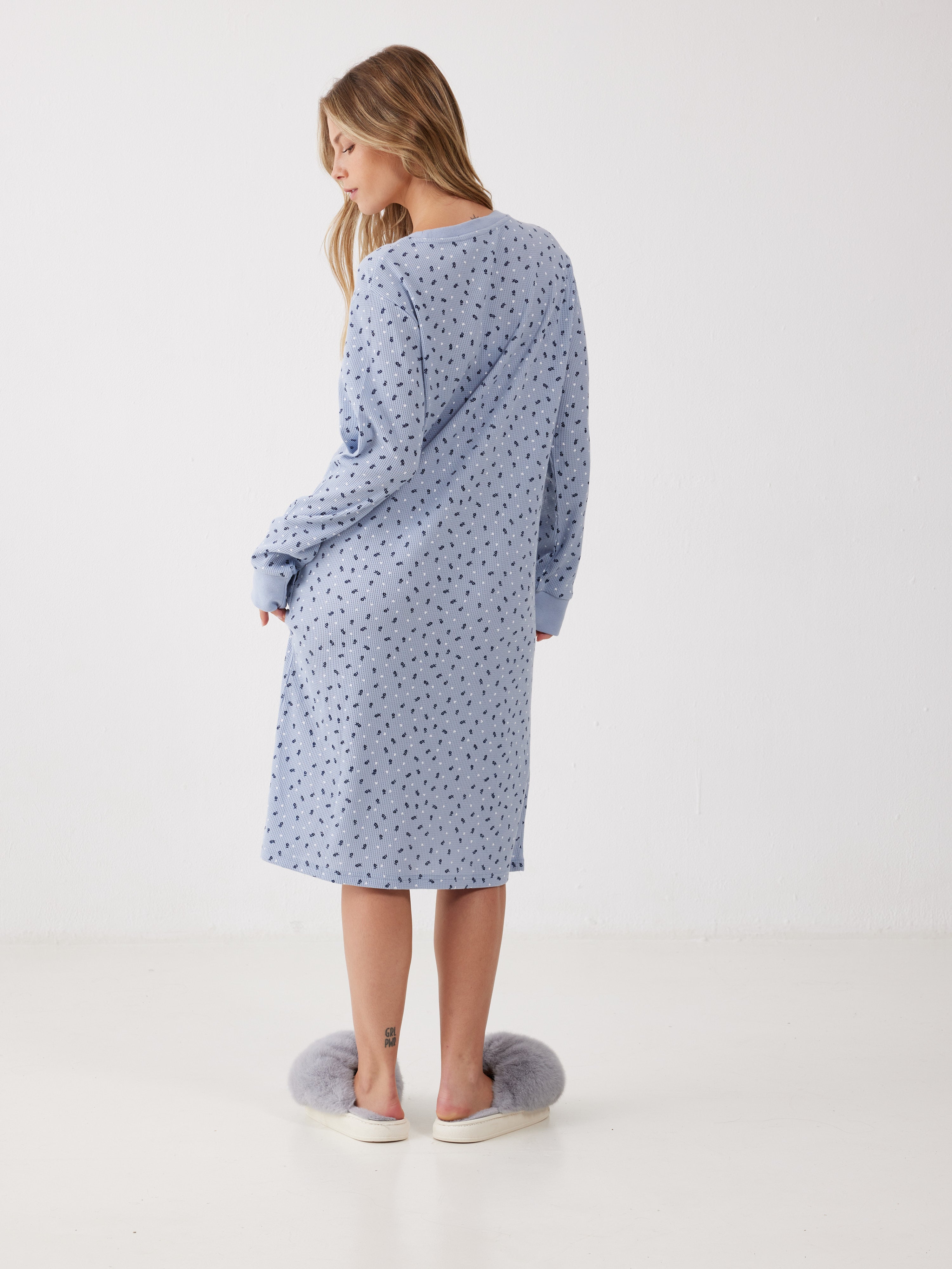 כותונת פרחים וואפל - כחול