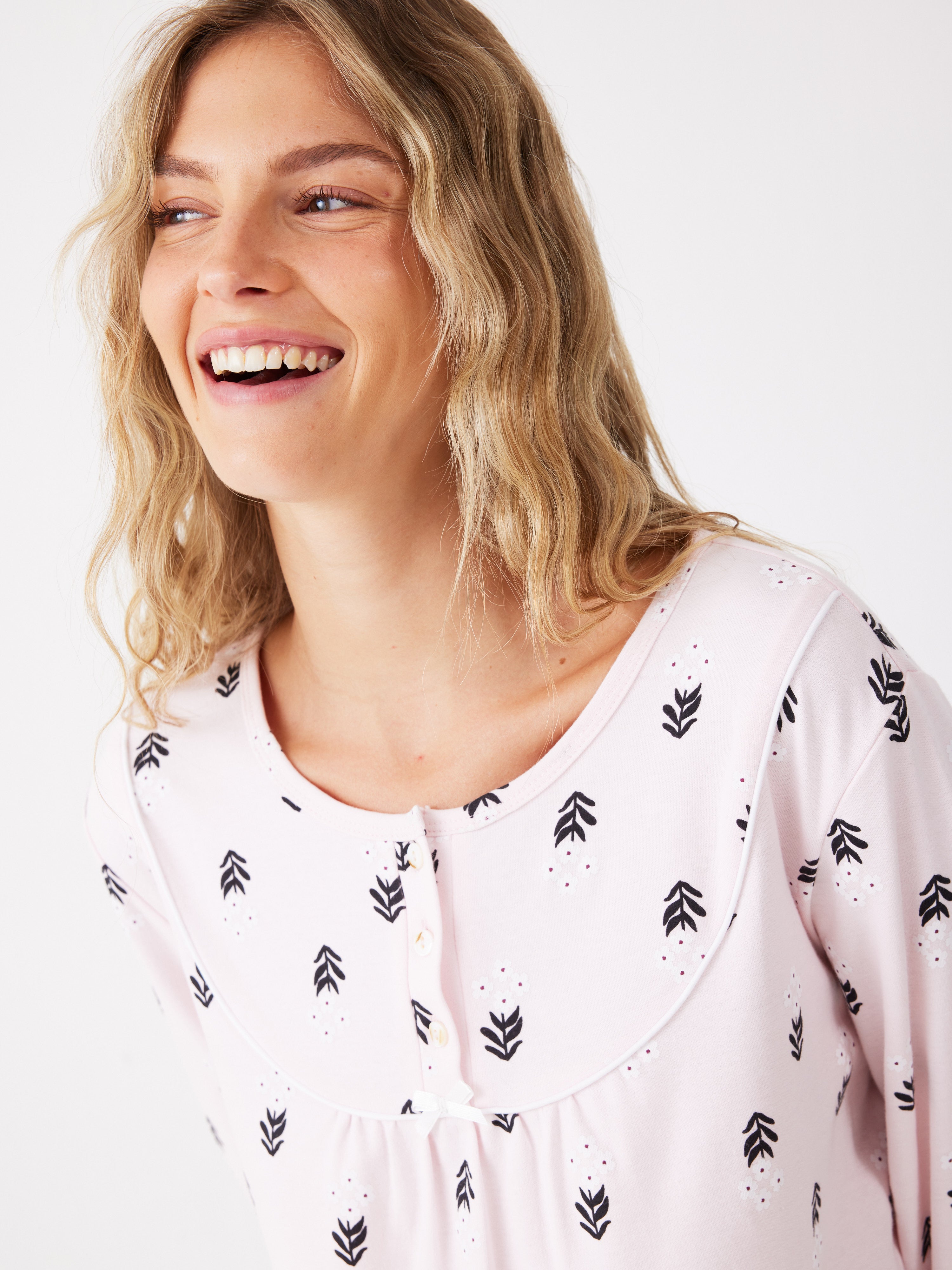 כותונת פרחים כותנה - ורוד