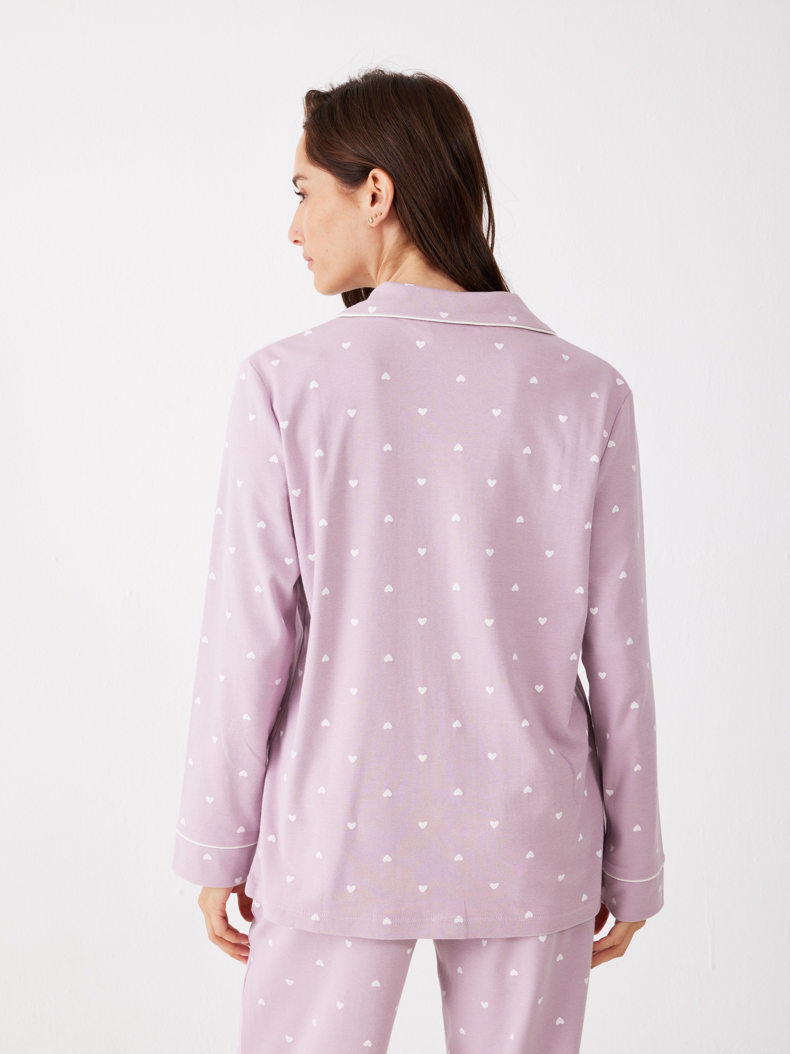 פיג'מה מכופתרת לבבות 100% כותנה
