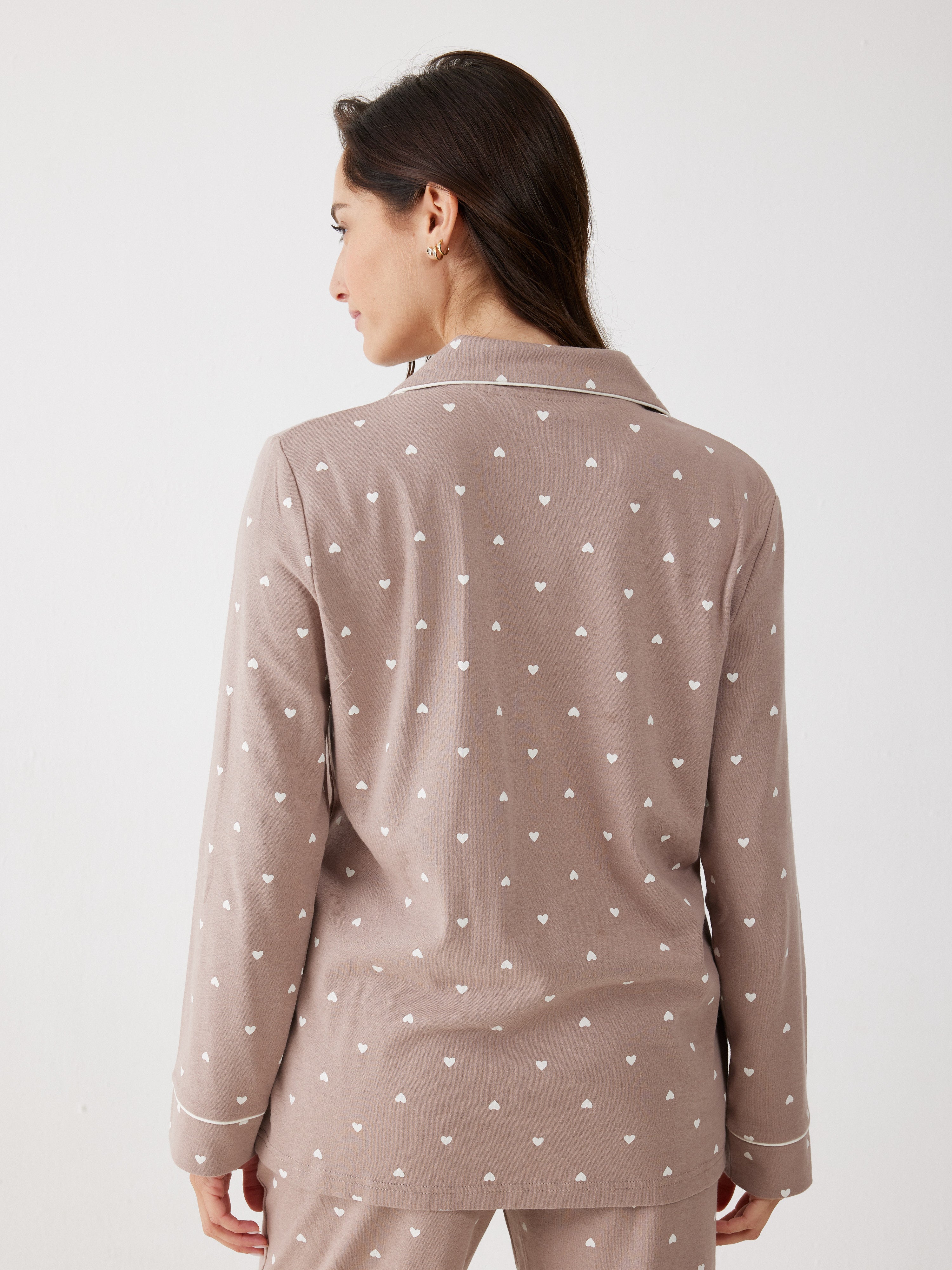 פיג'מה מכופתרת לבבות 100% כותנה