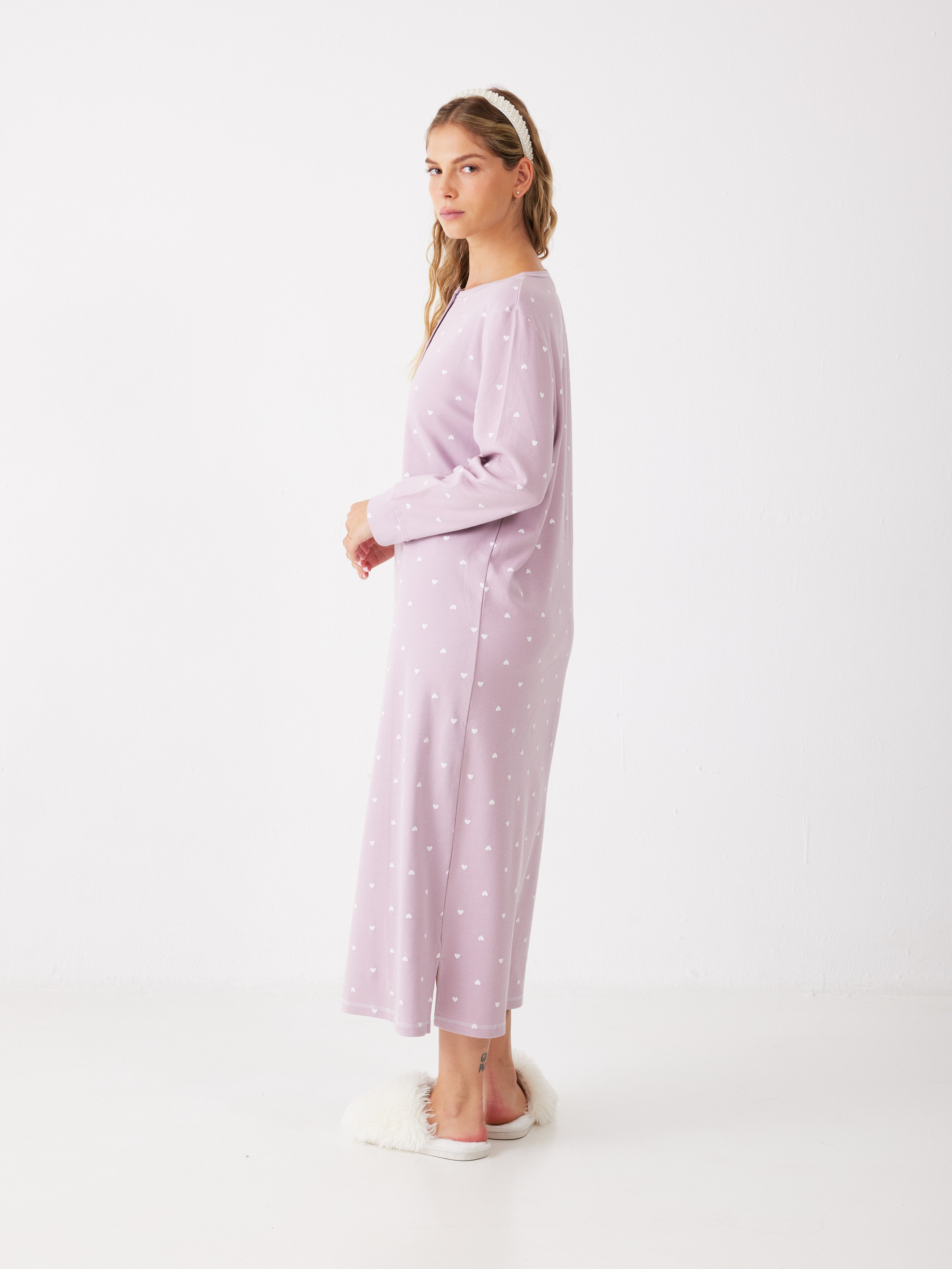 כותונת לבבות כותנה 100% - סגול