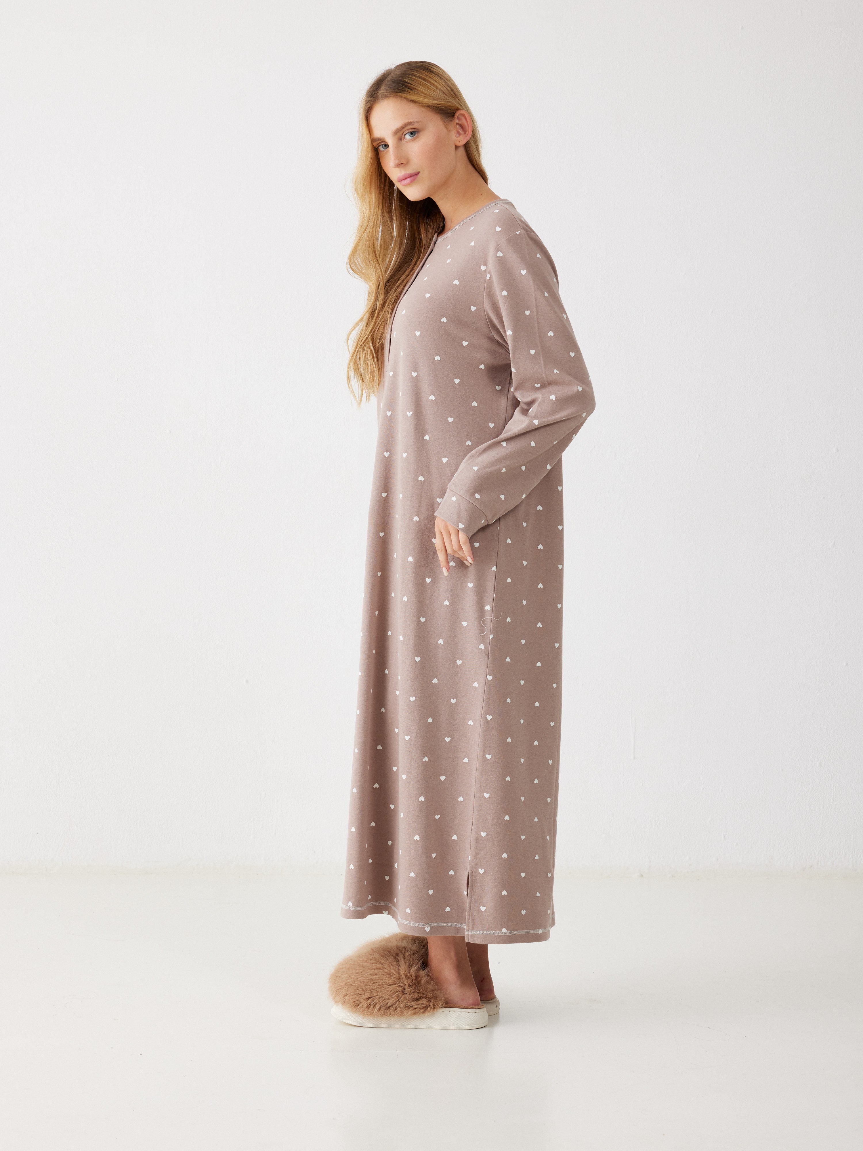 כותונת לבבות כותנה 100% - קפה