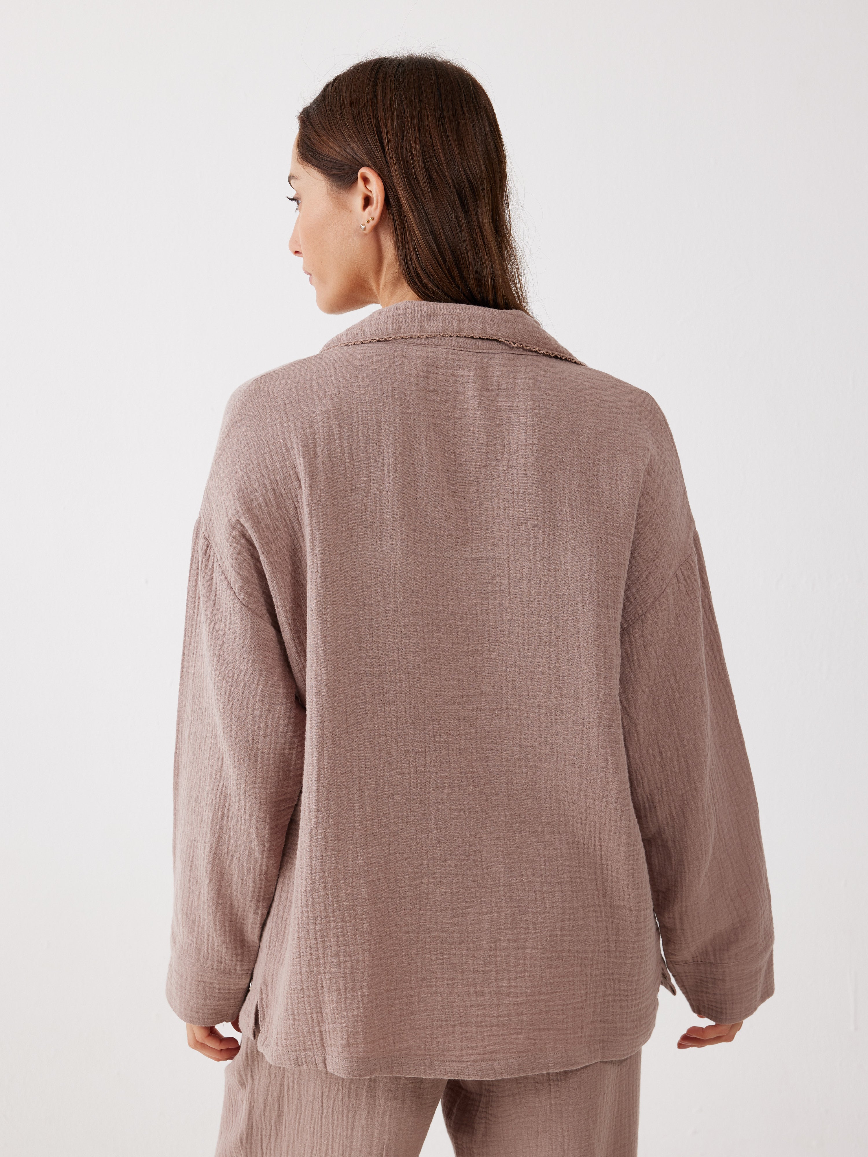 חליפה מכופתרת טטרה - קפה