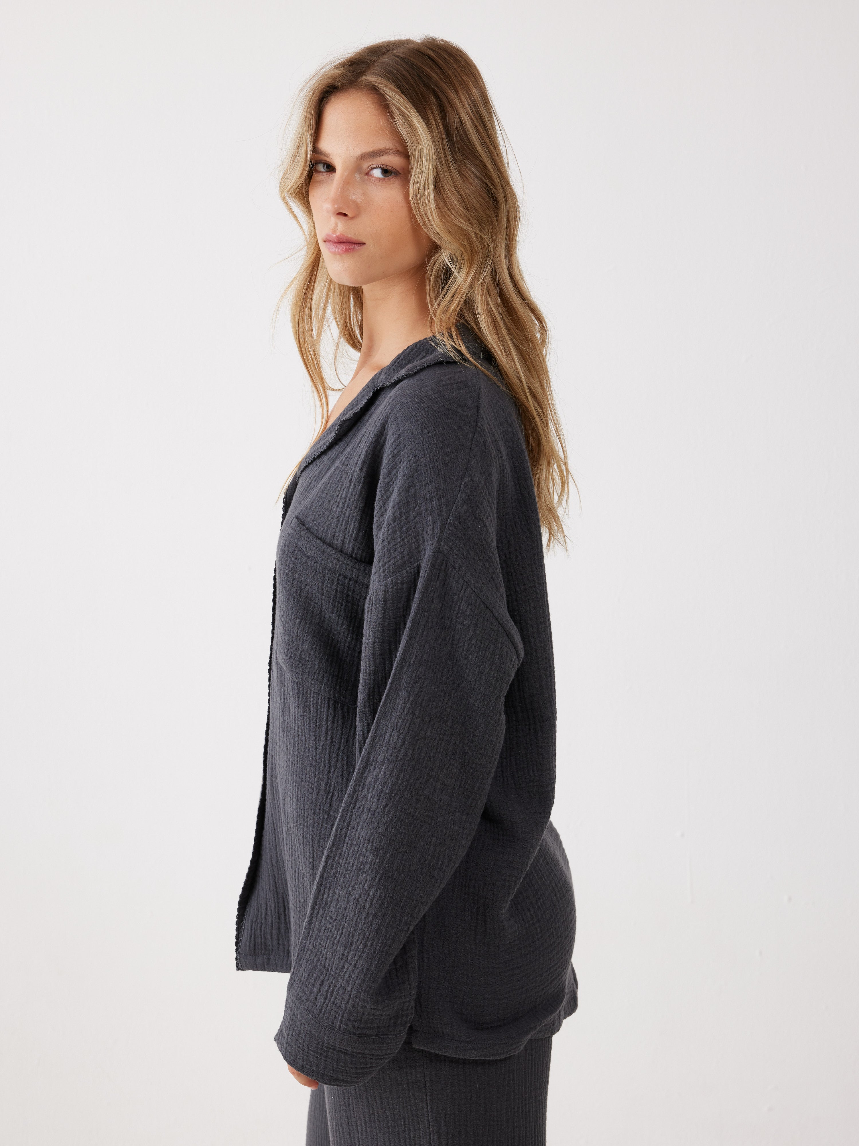 חליפה מכופתרת טטרה - אפור כהה