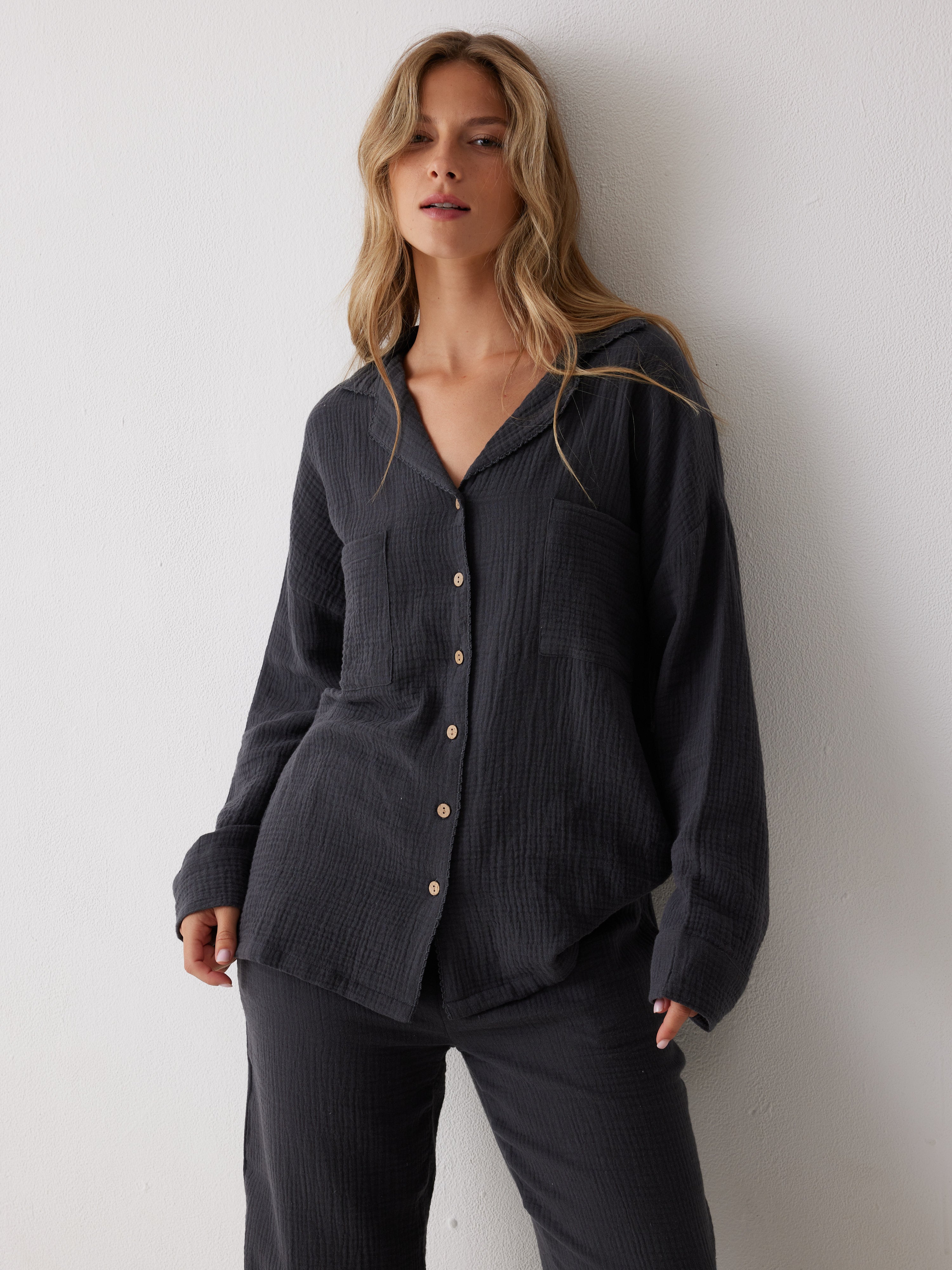 חליפה מכופתרת טטרה - אפור כהה