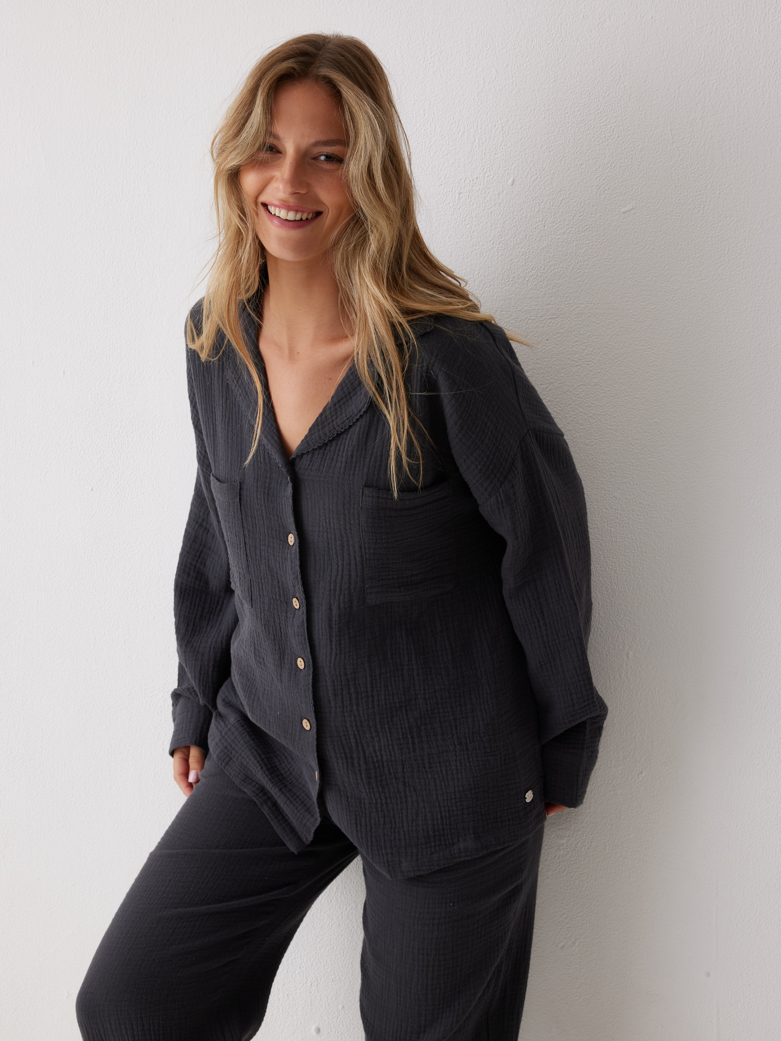 חליפה מכופתרת טטרה - אפור כהה