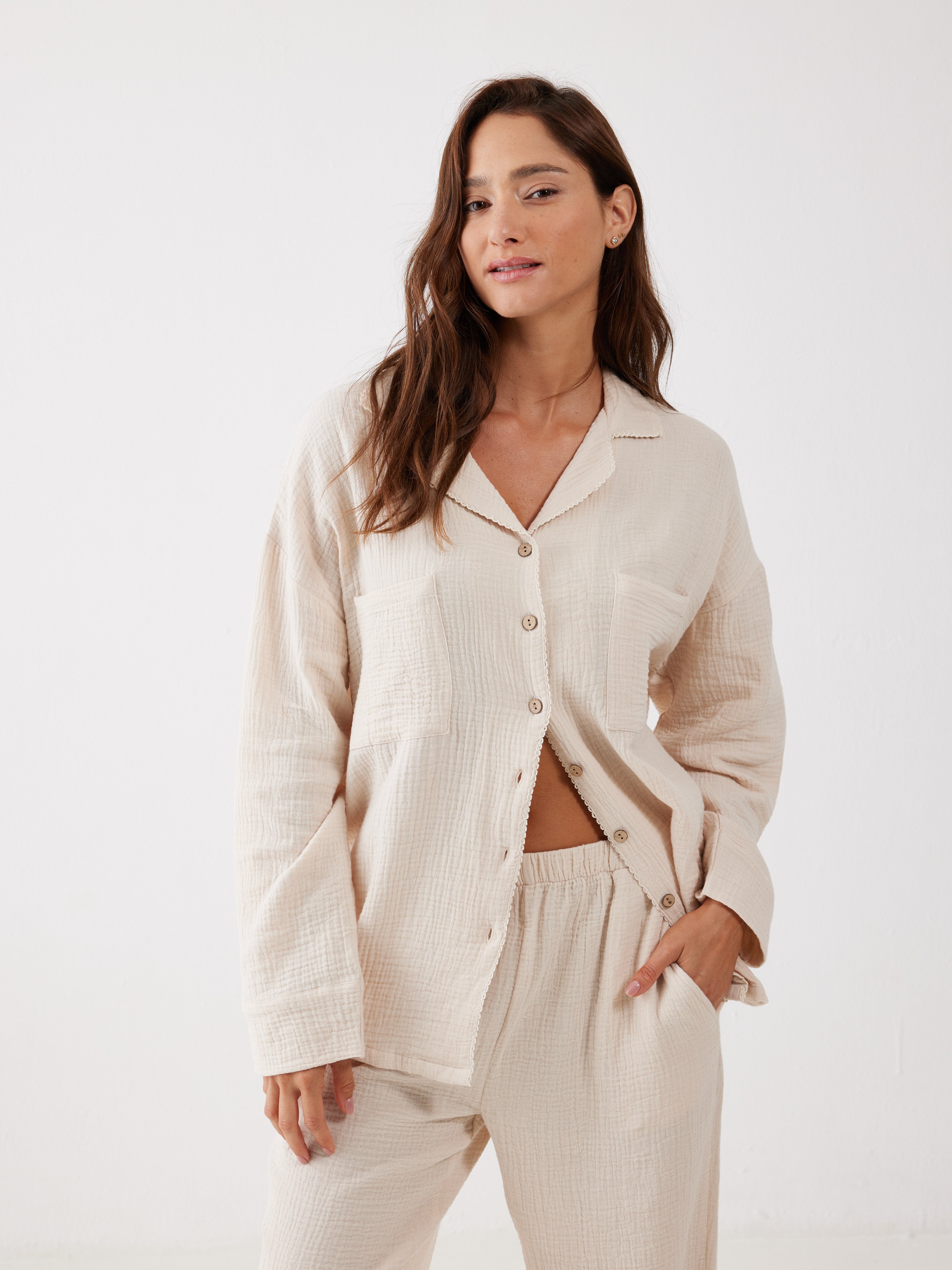 חליפה מכופתרת טטרה - בז