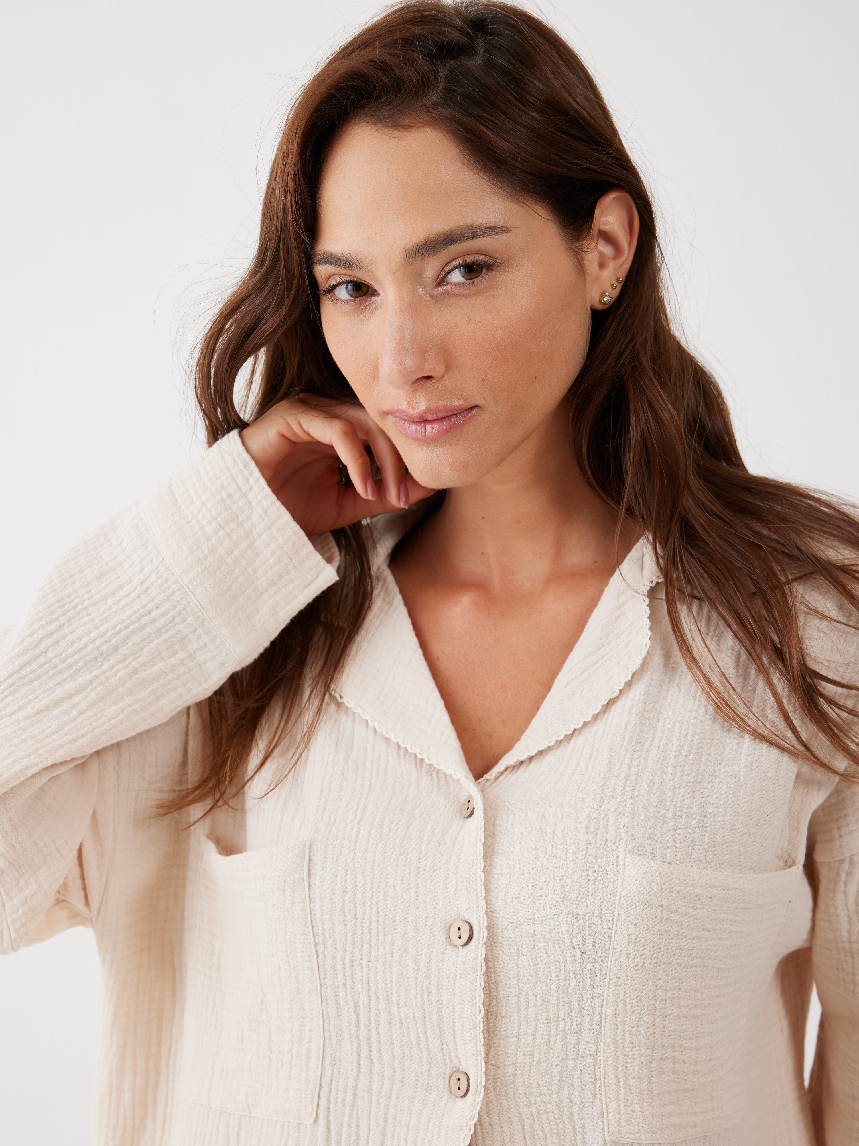 חליפה מכופתרת טטרה - בז