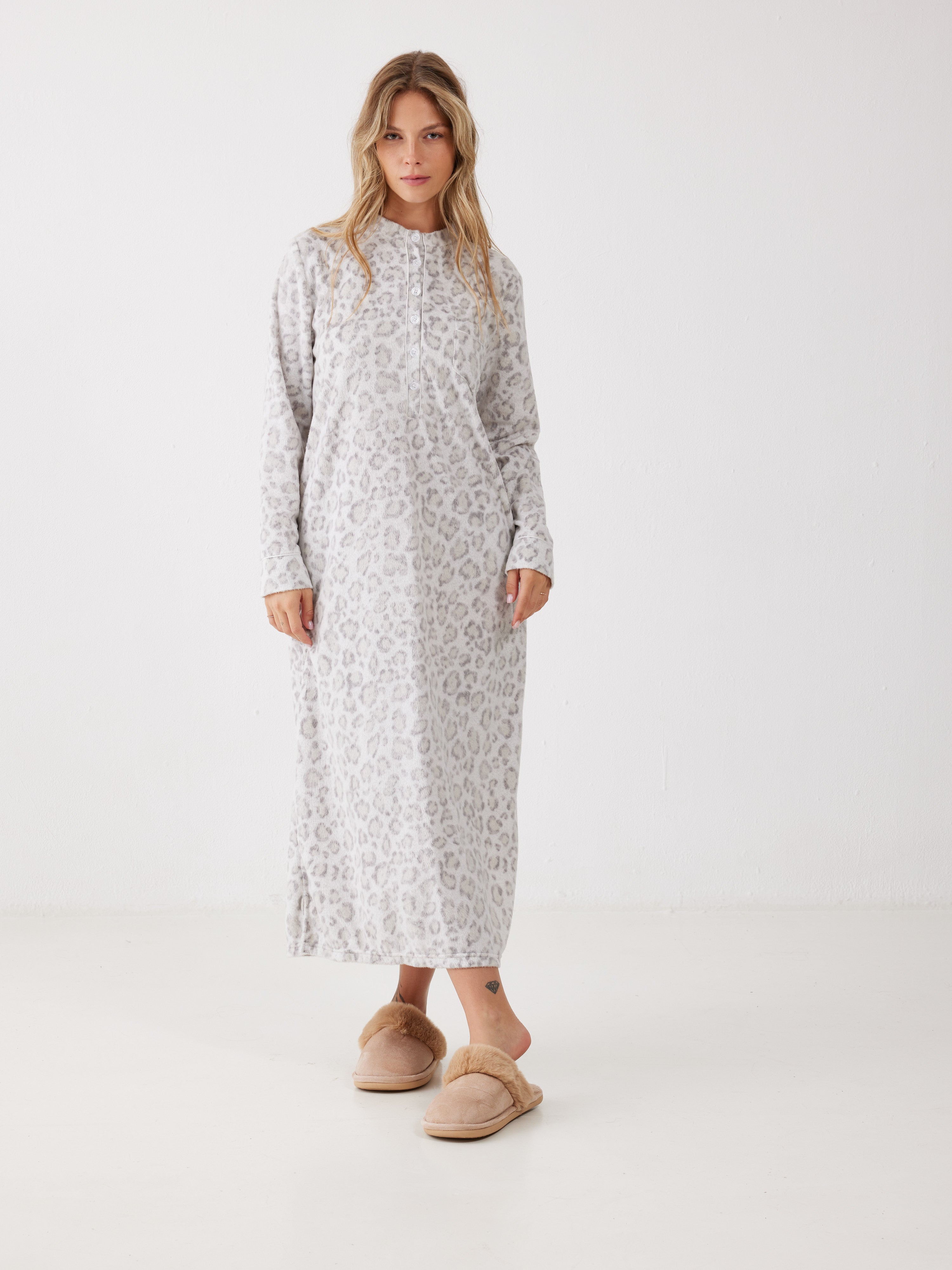 כותונת מנומרת מינק - שמנת