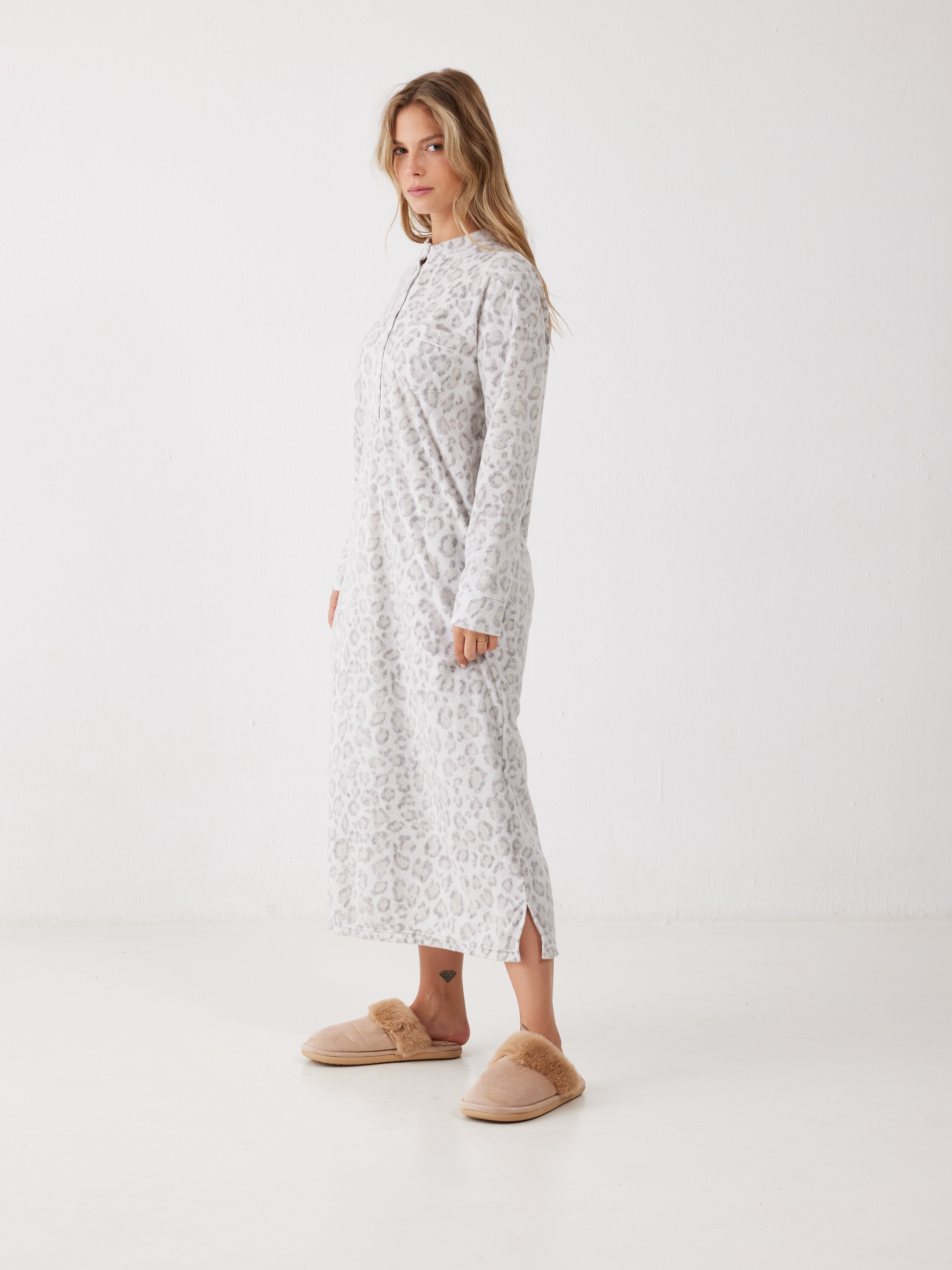 כותונת מנומרת מינק - שמנת