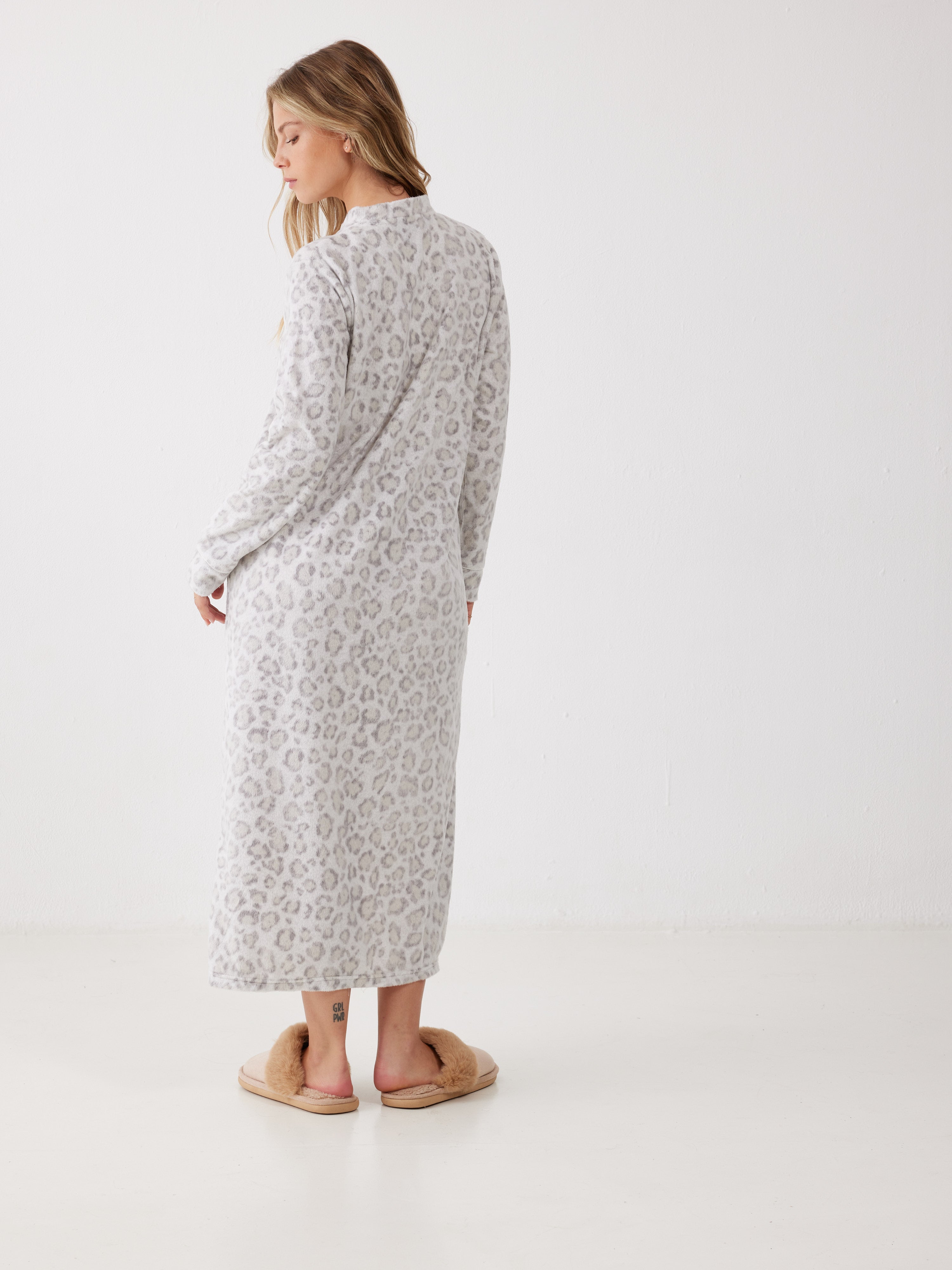 כותונת מנומרת מינק - שמנת