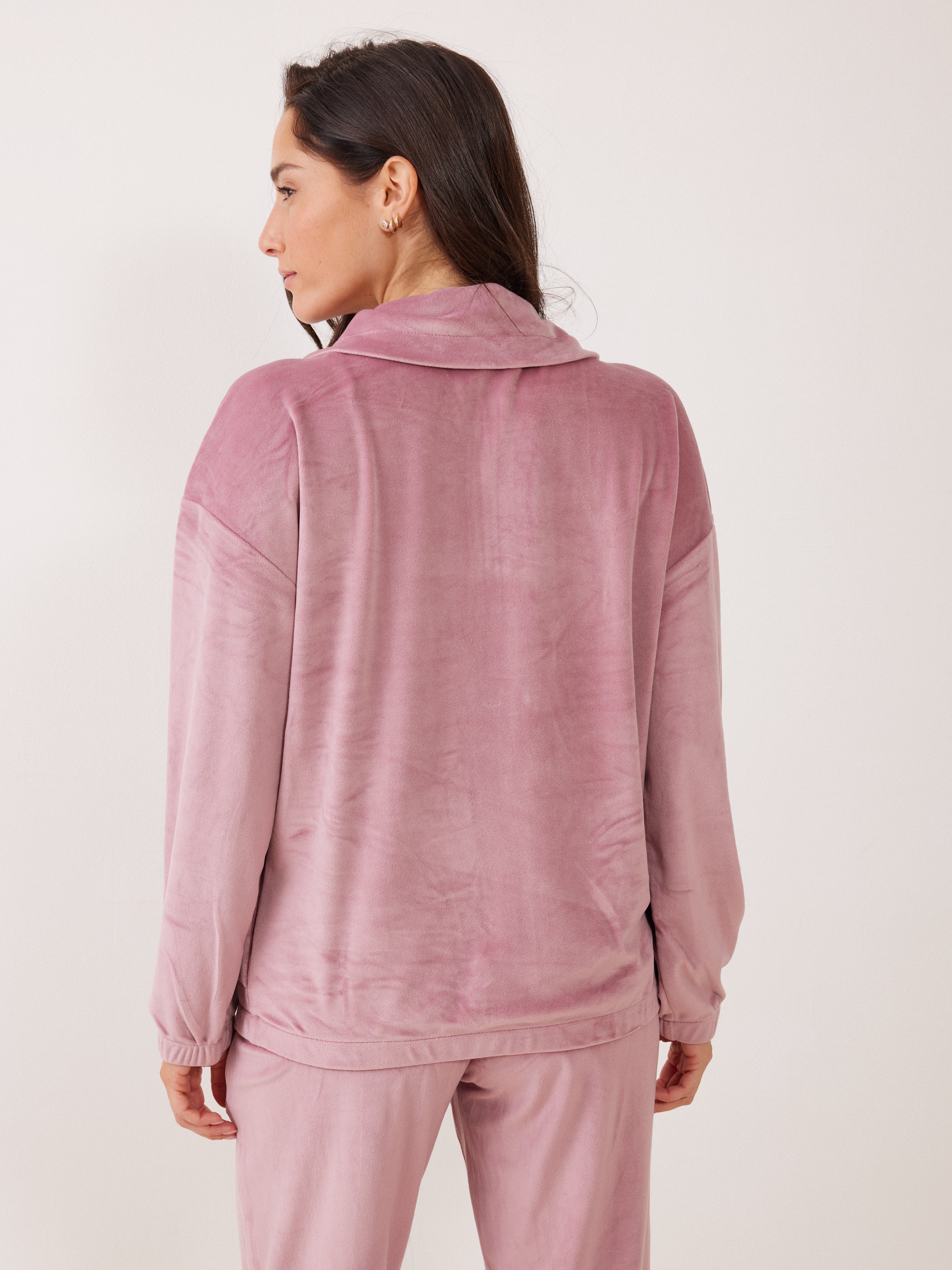 חליפת רוכסן יהלומים קטיפה -ורוד