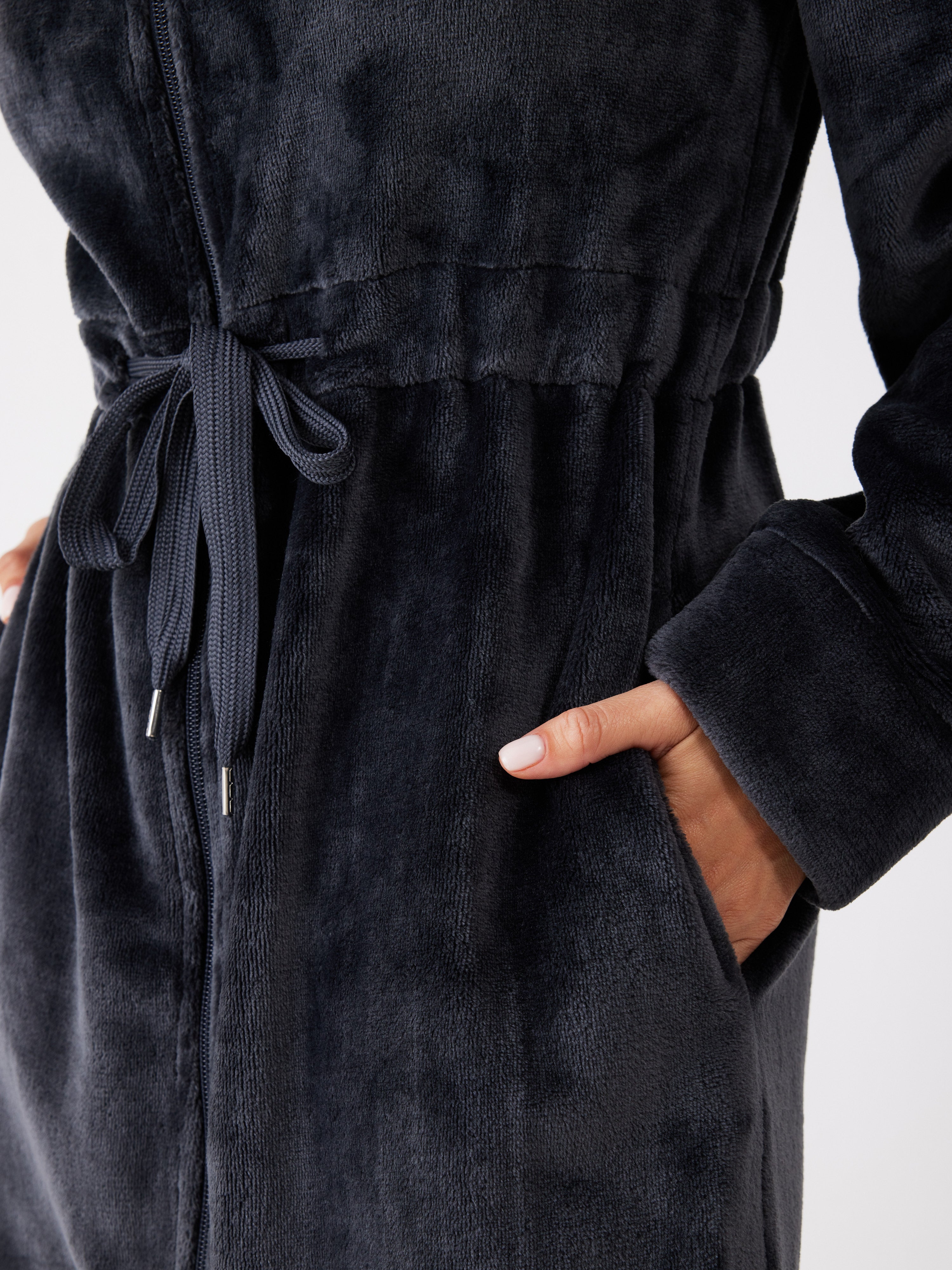 כותונת רוכסן פלאפי - אפור כהה