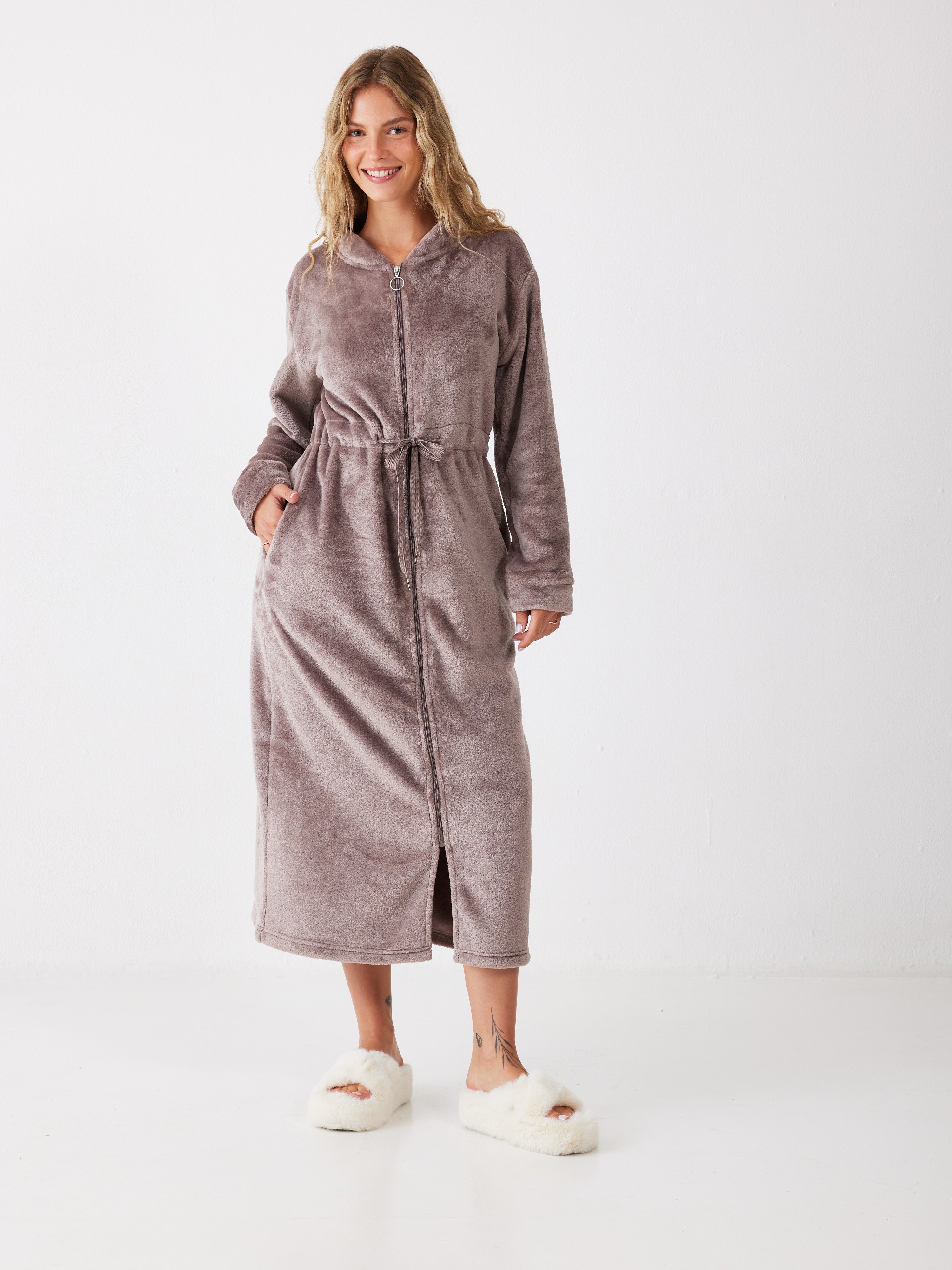 כותונת רוכסן פלאפי - קפה