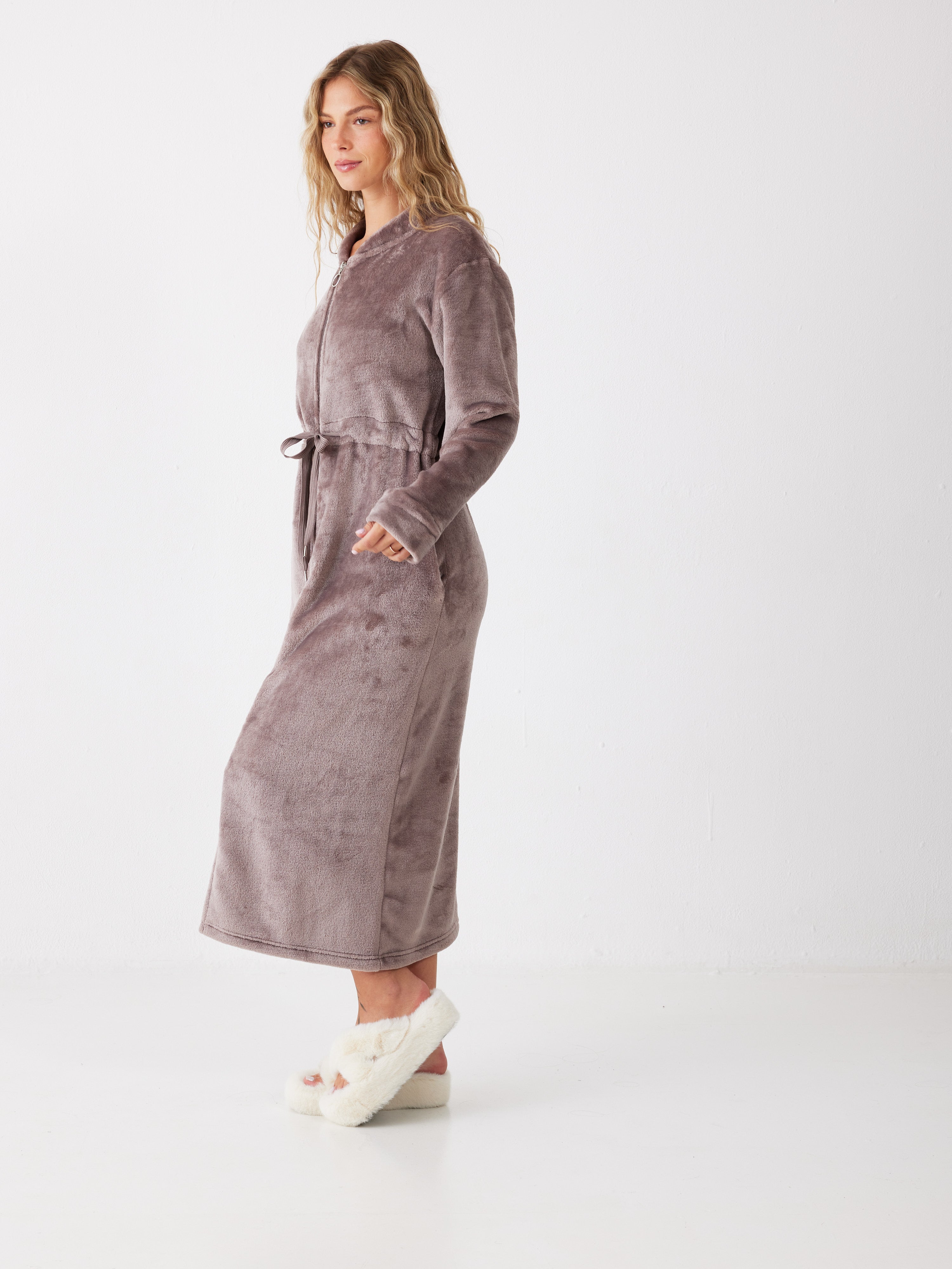 כותונת רוכסן פלאפי - קפה