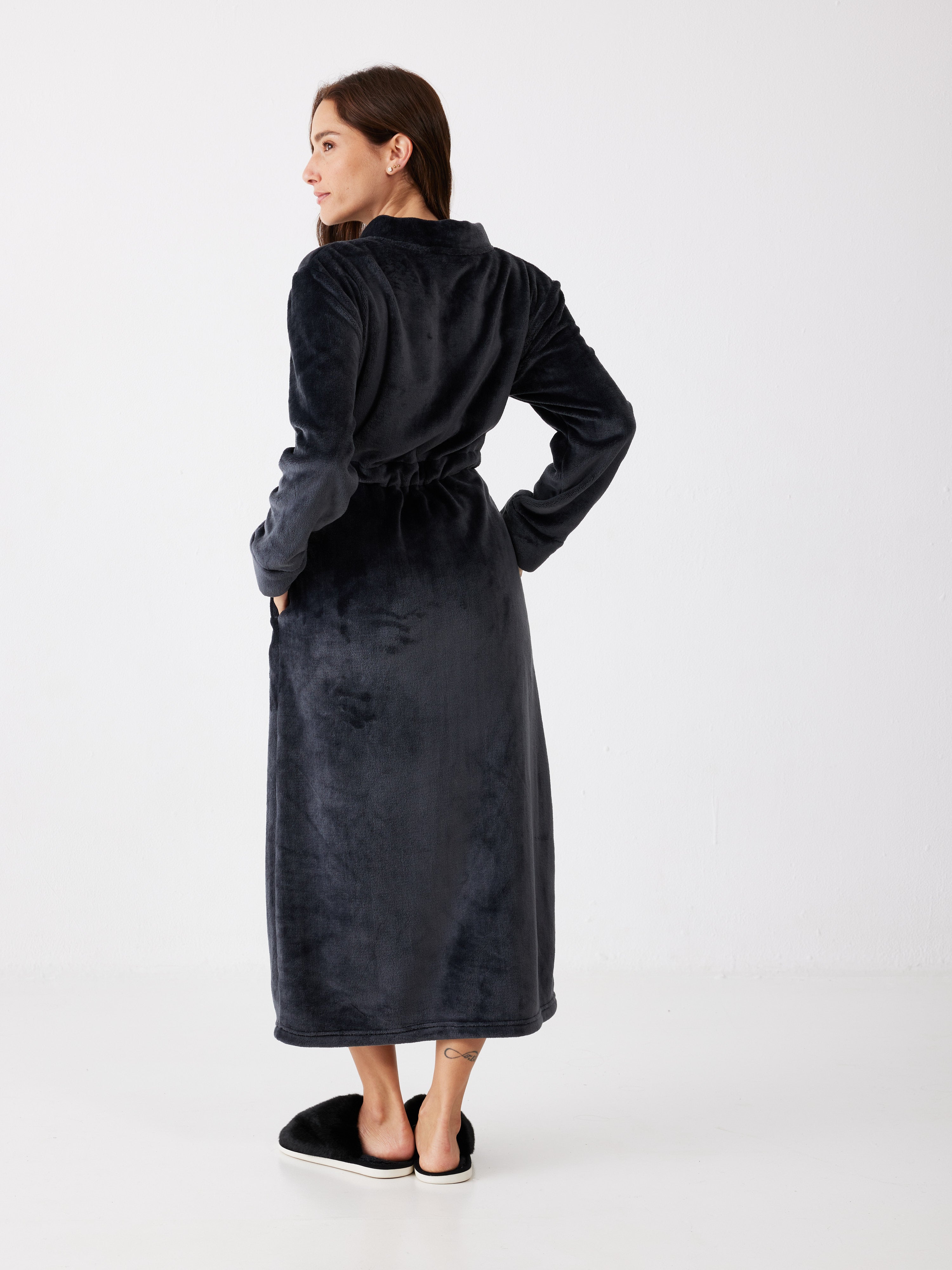 כותונת רוכסן פלאפי - אפור כהה