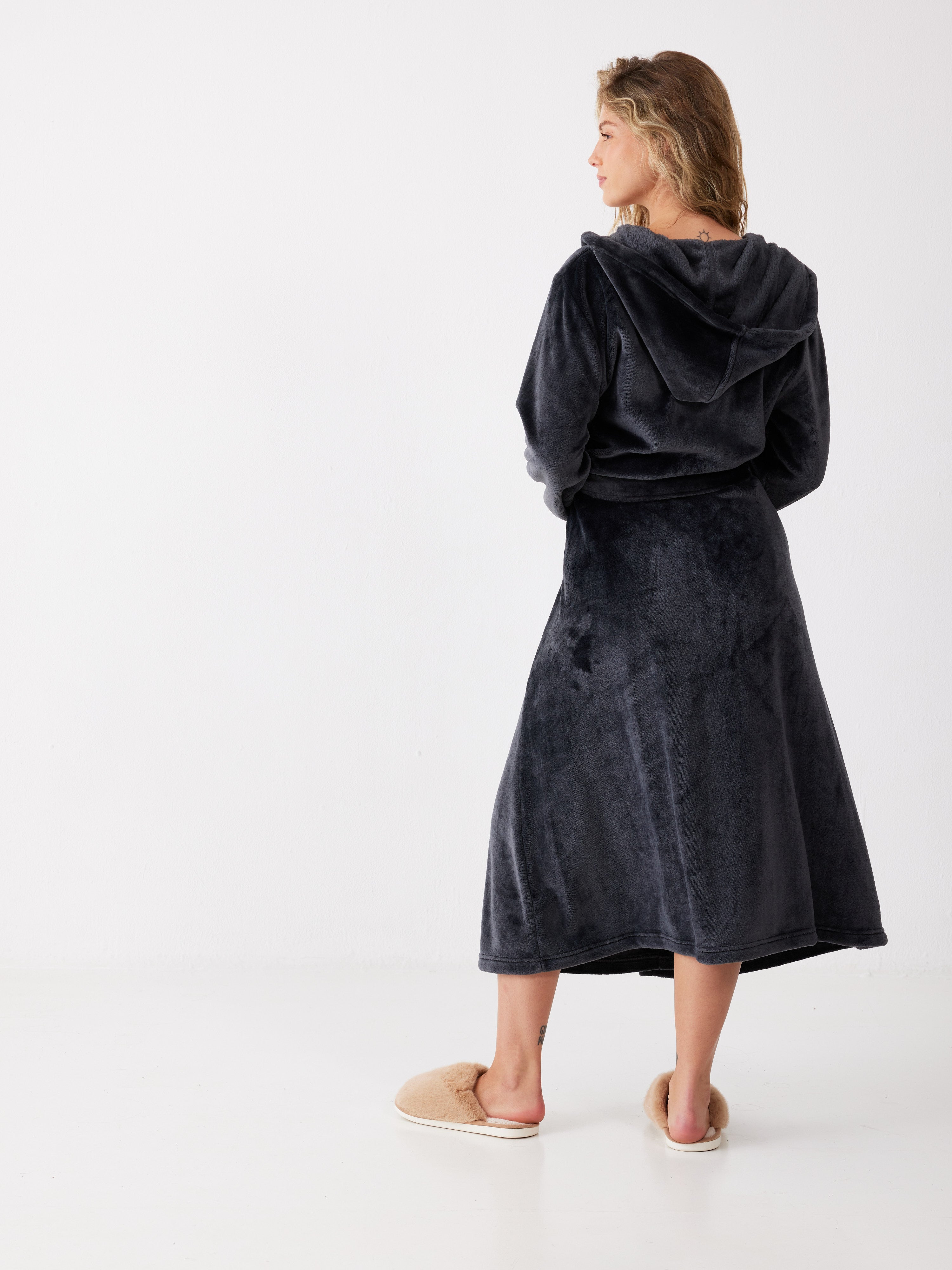 חלוק קפוצ'ון פלאפי - אפור כהה