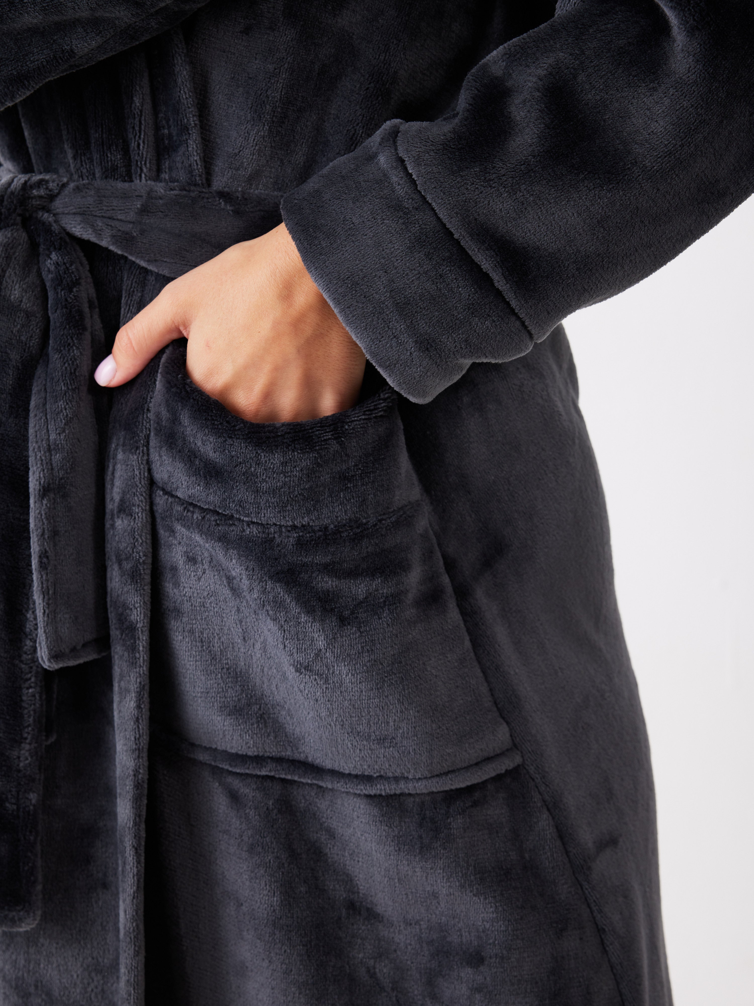 חלוק קפוצ'ון פלאפי - אפור כהה