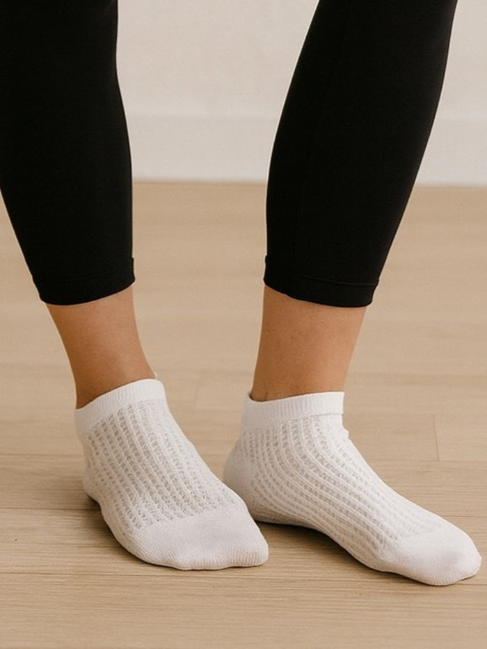 גרבי קרסולית ריבועים 2 זוגות - לבן