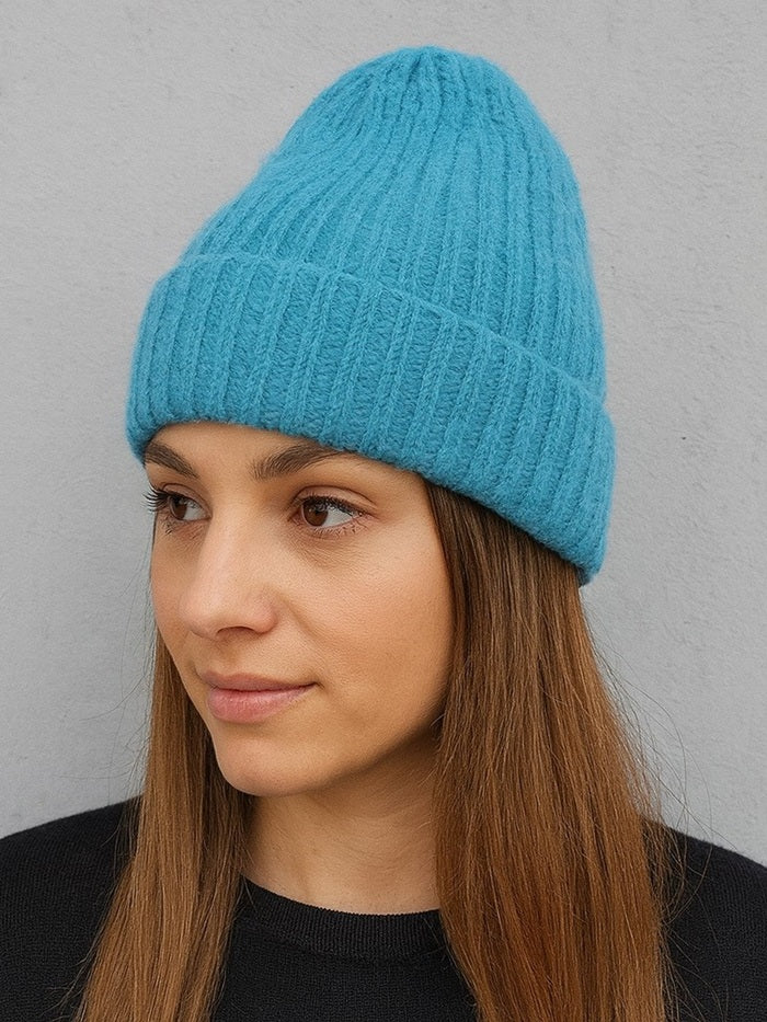 כובע צמר חלק - תכלת