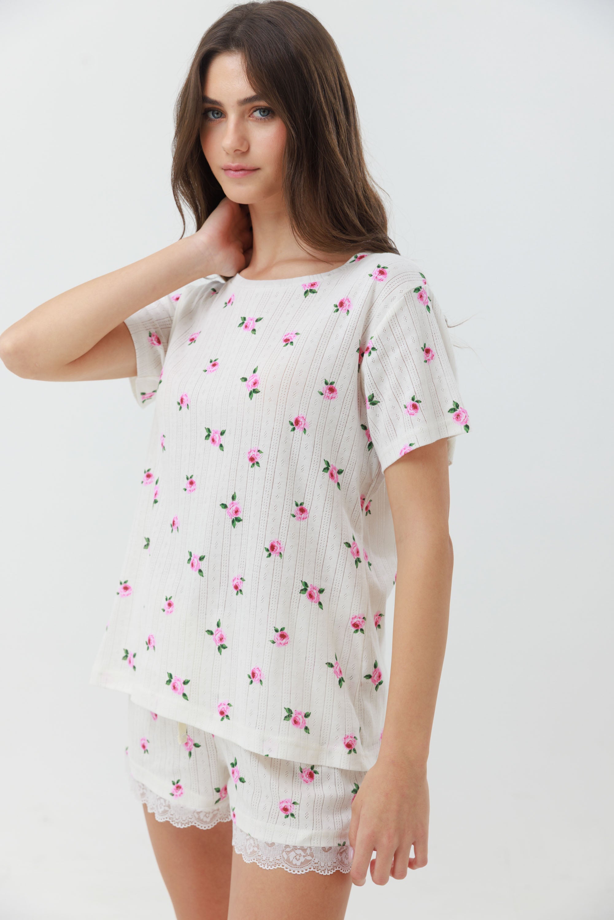 פיג'מה קצרה פוינטל 100% כותנה - שמנת