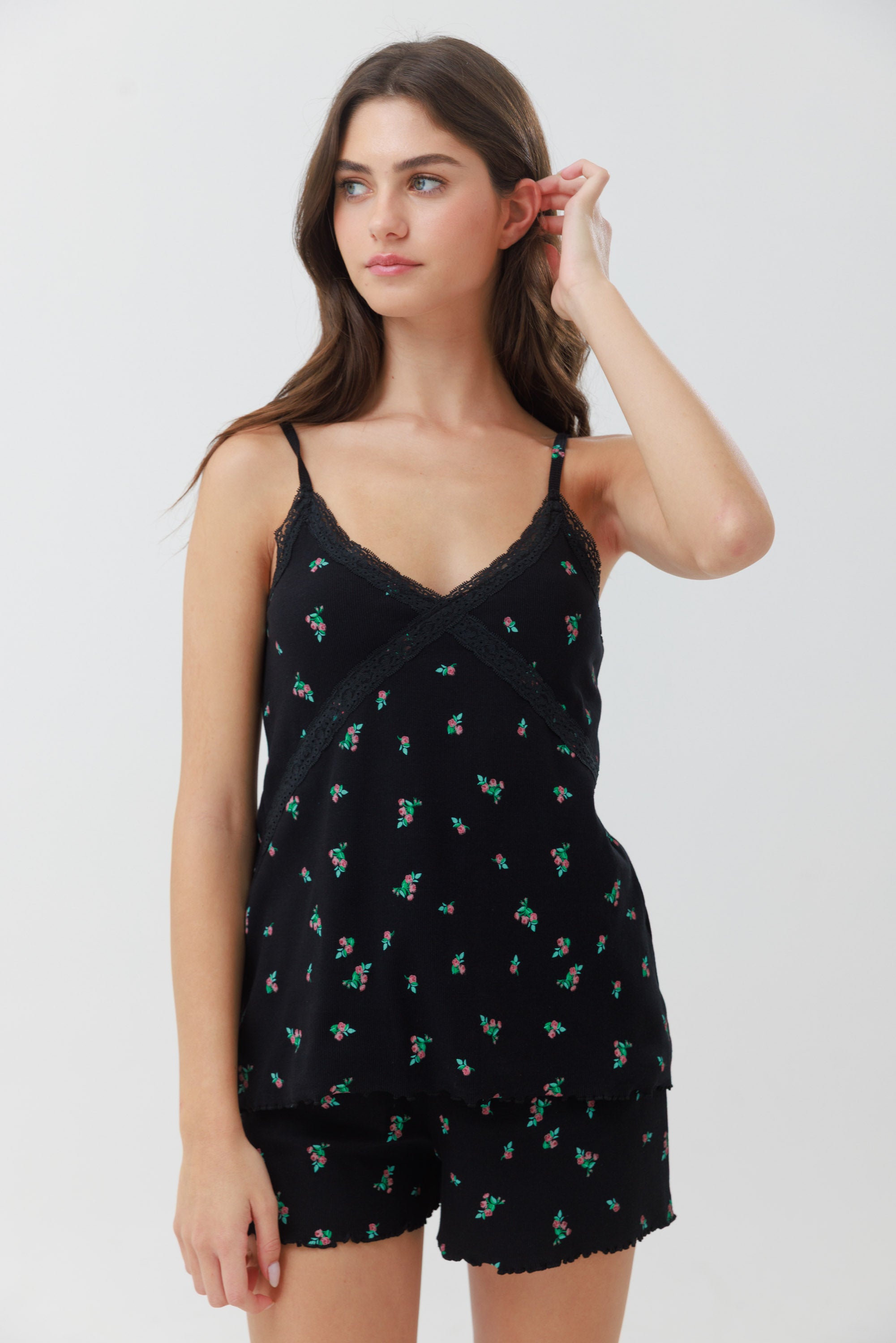 פיג'מה גופייה ריב - שחור