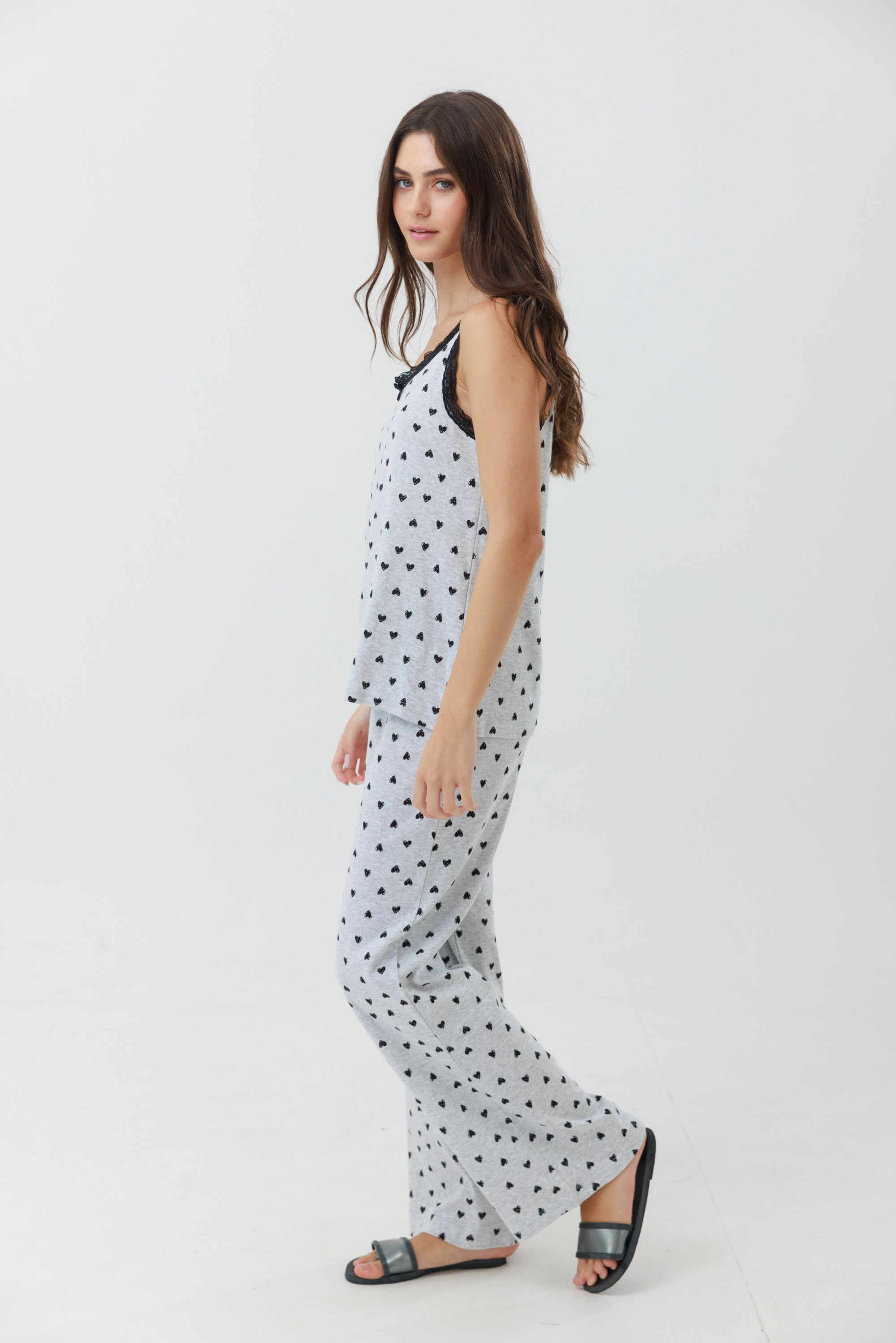 פיג'מה גופייה מ.ארוך פוינטל - אפור מלאנז