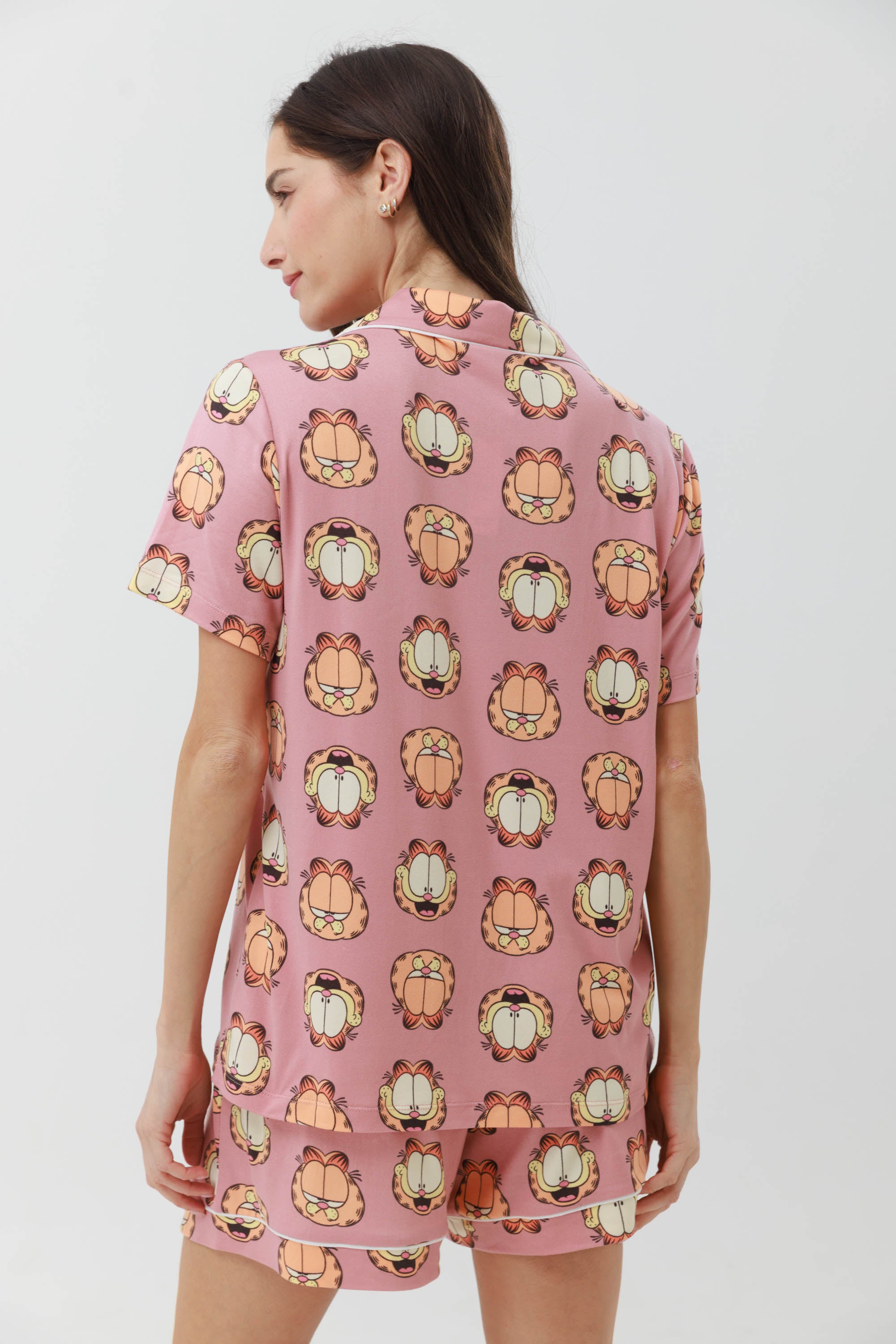 פיג'מה מכופתרת קצרה יאמי - ורוד מעושן