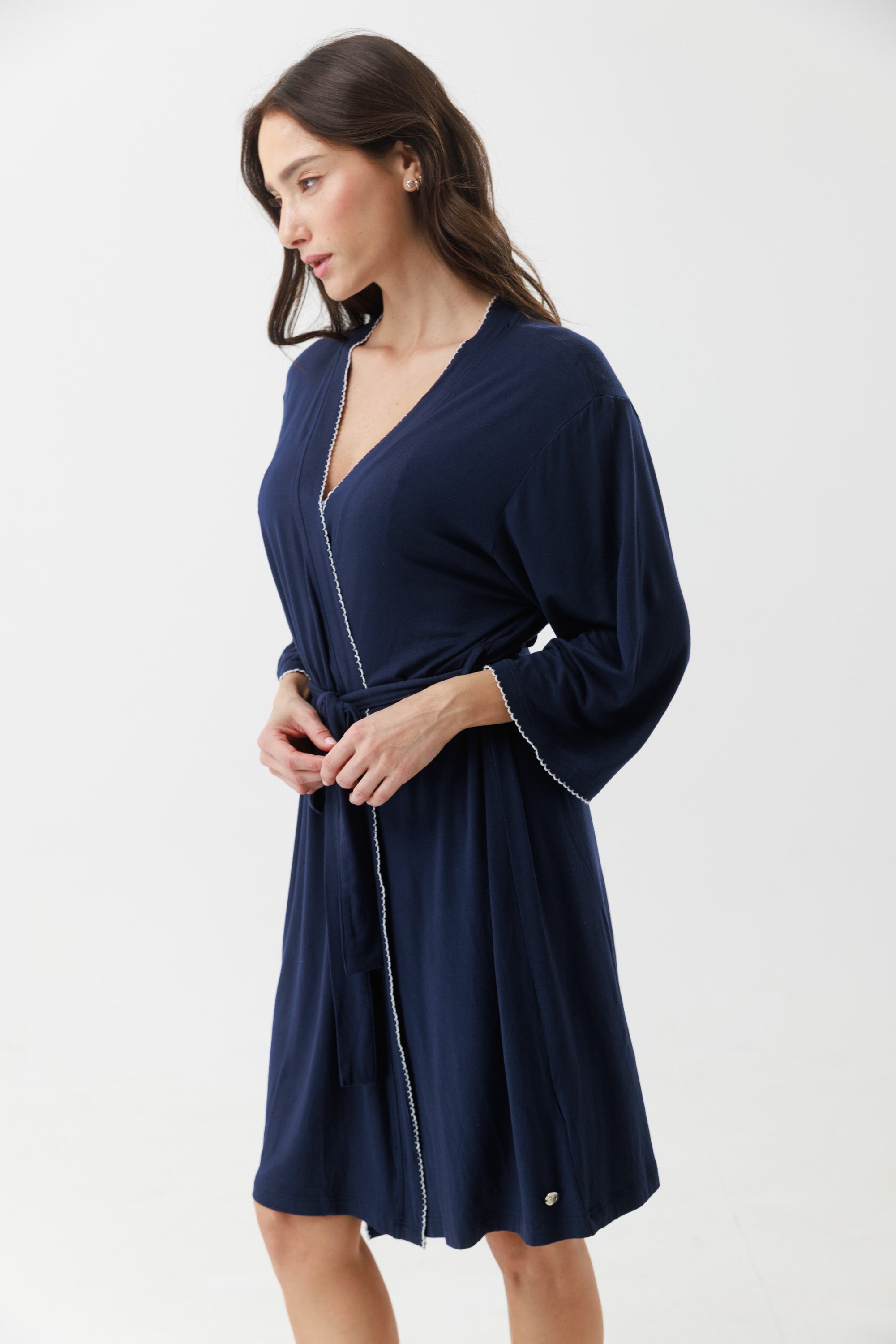 חלוק ויסקוזה - כחול נייבי