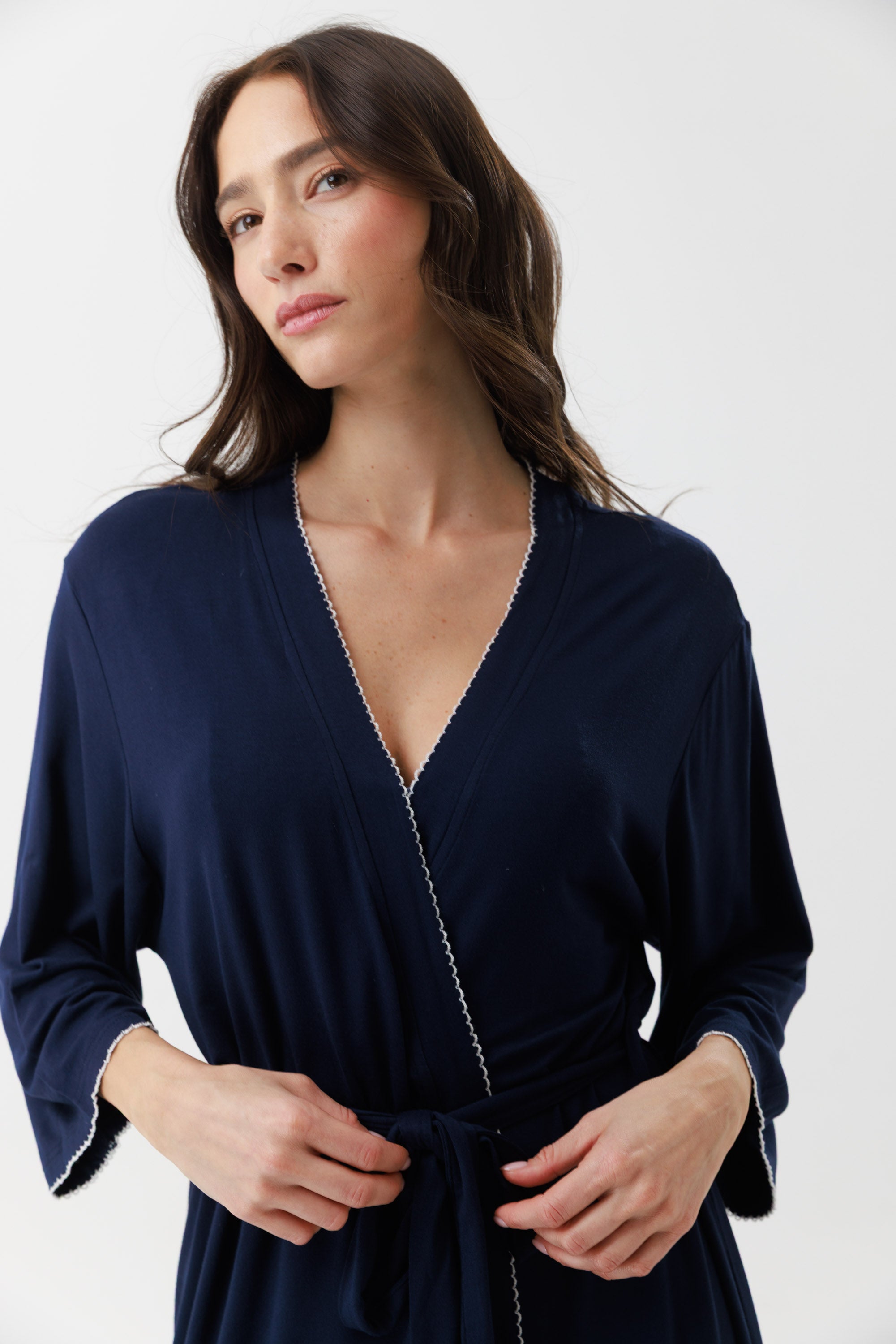 חלוק ויסקוזה - כחול נייבי