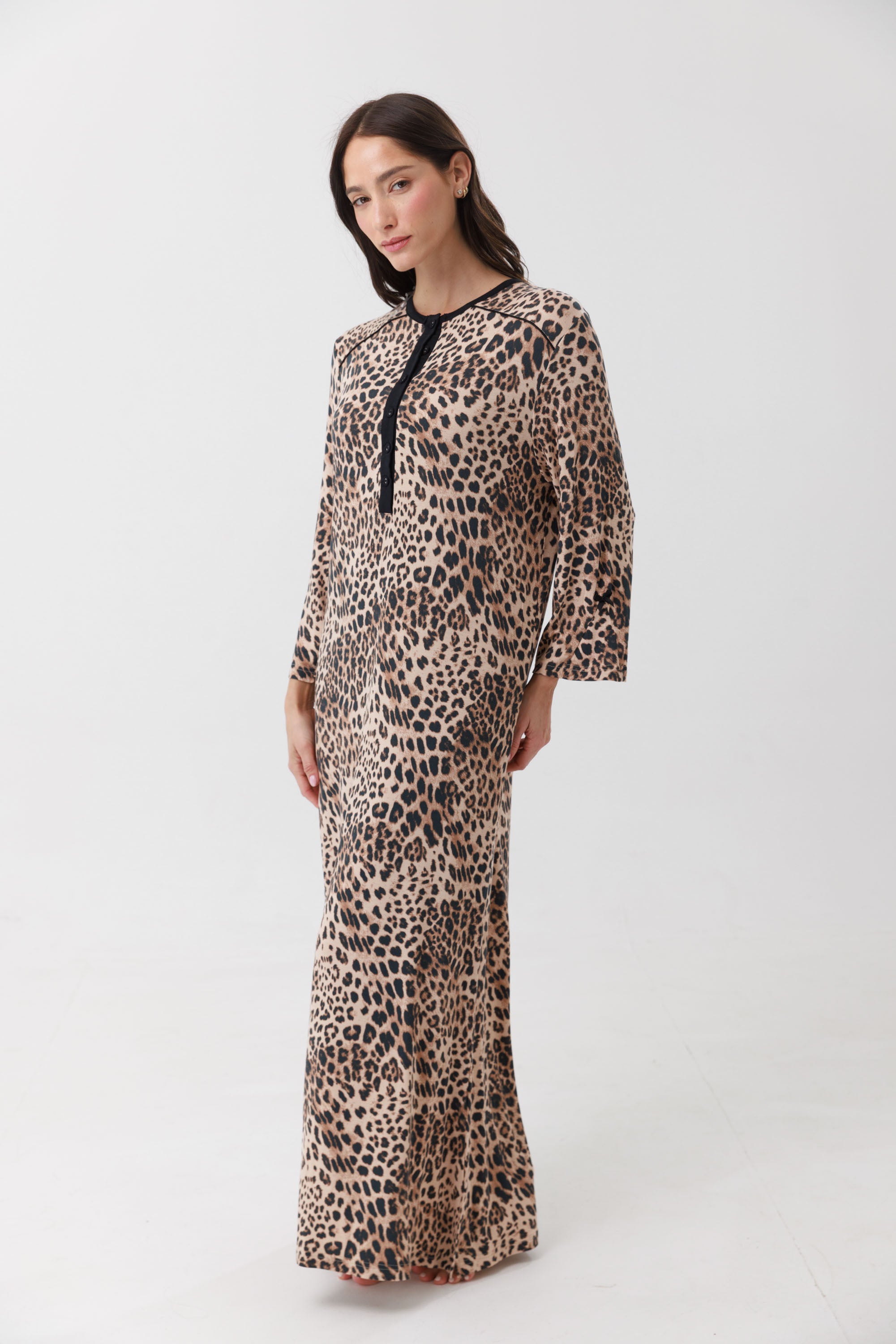 כותונת שרוול 3/4 ויסקוזה צבע בז