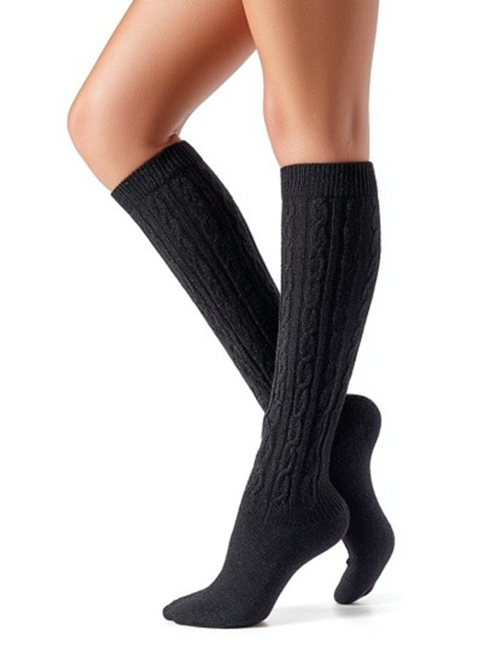 גרבי צמר עד-הברך 2-זוגות - שחור