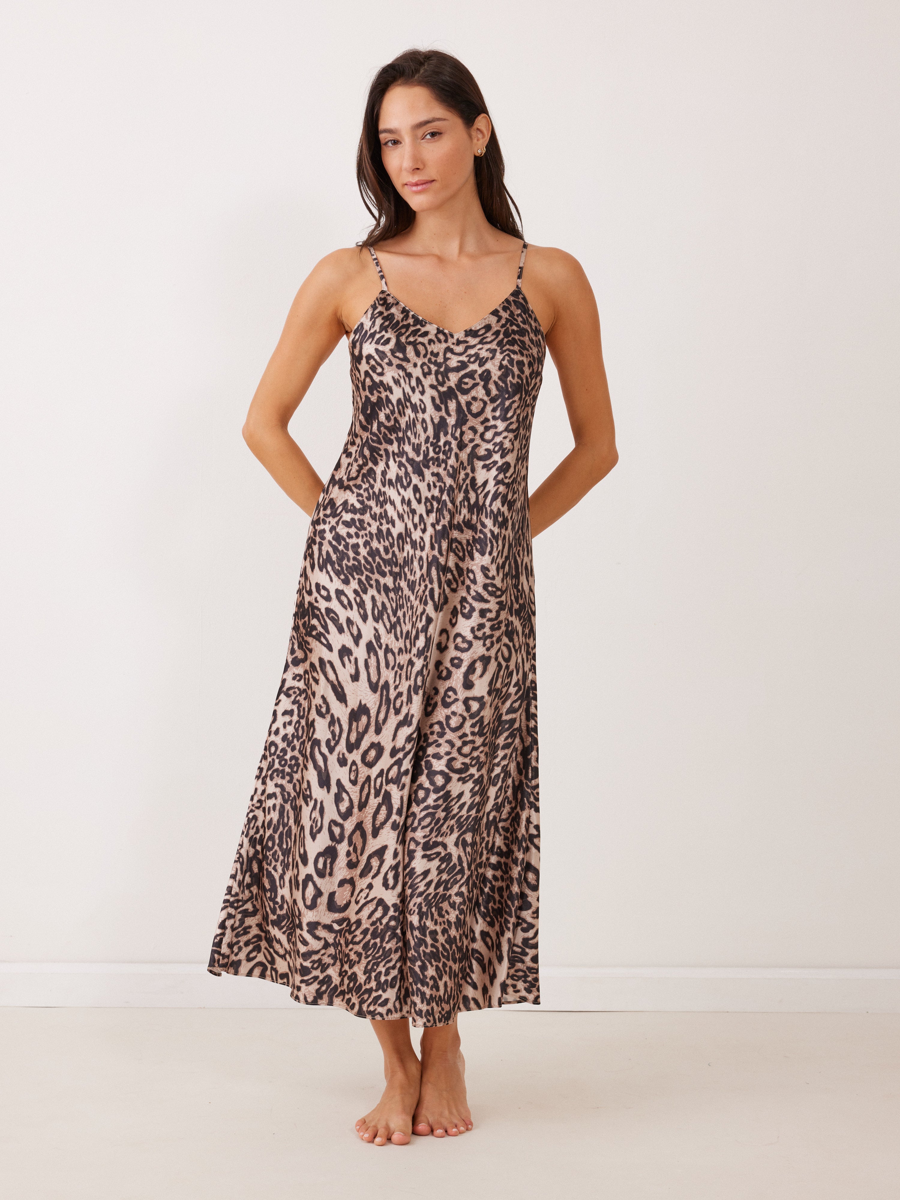 כותנת מקסי מודפס - מנומר