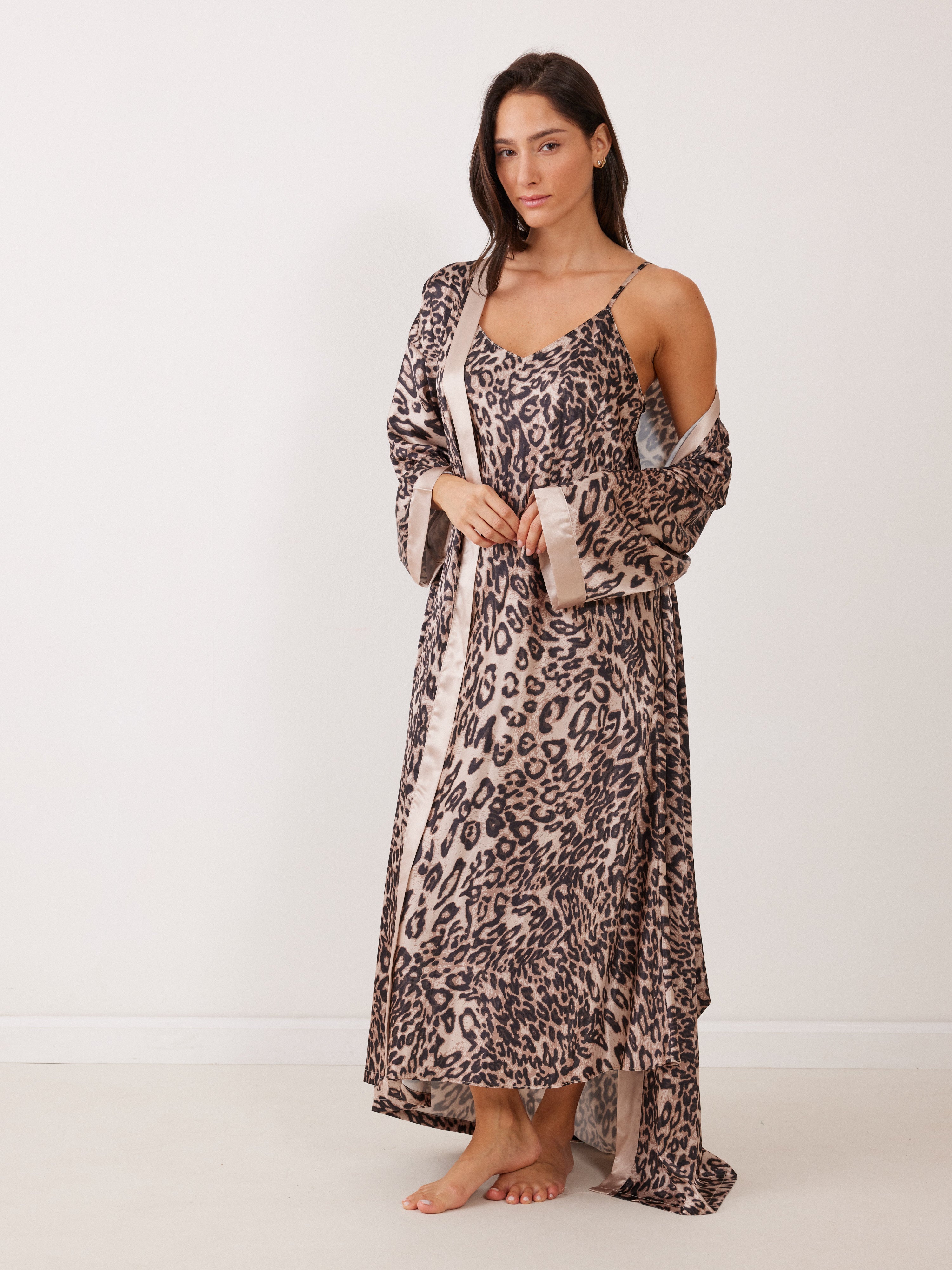 כותנת מקסי מודפס - מנומר