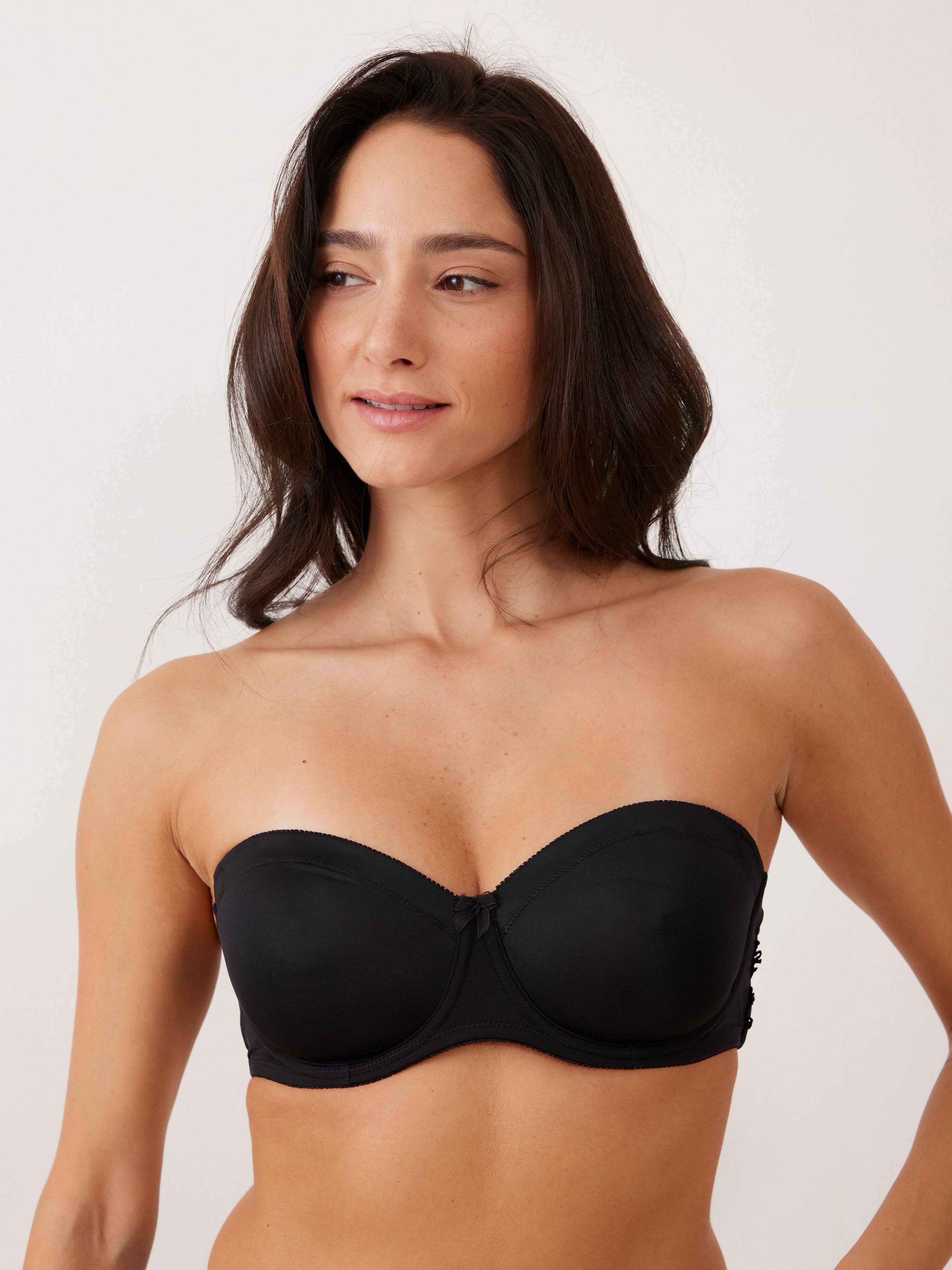 חזיית סטרפלס ללא ריפוד דומיניק - שחור