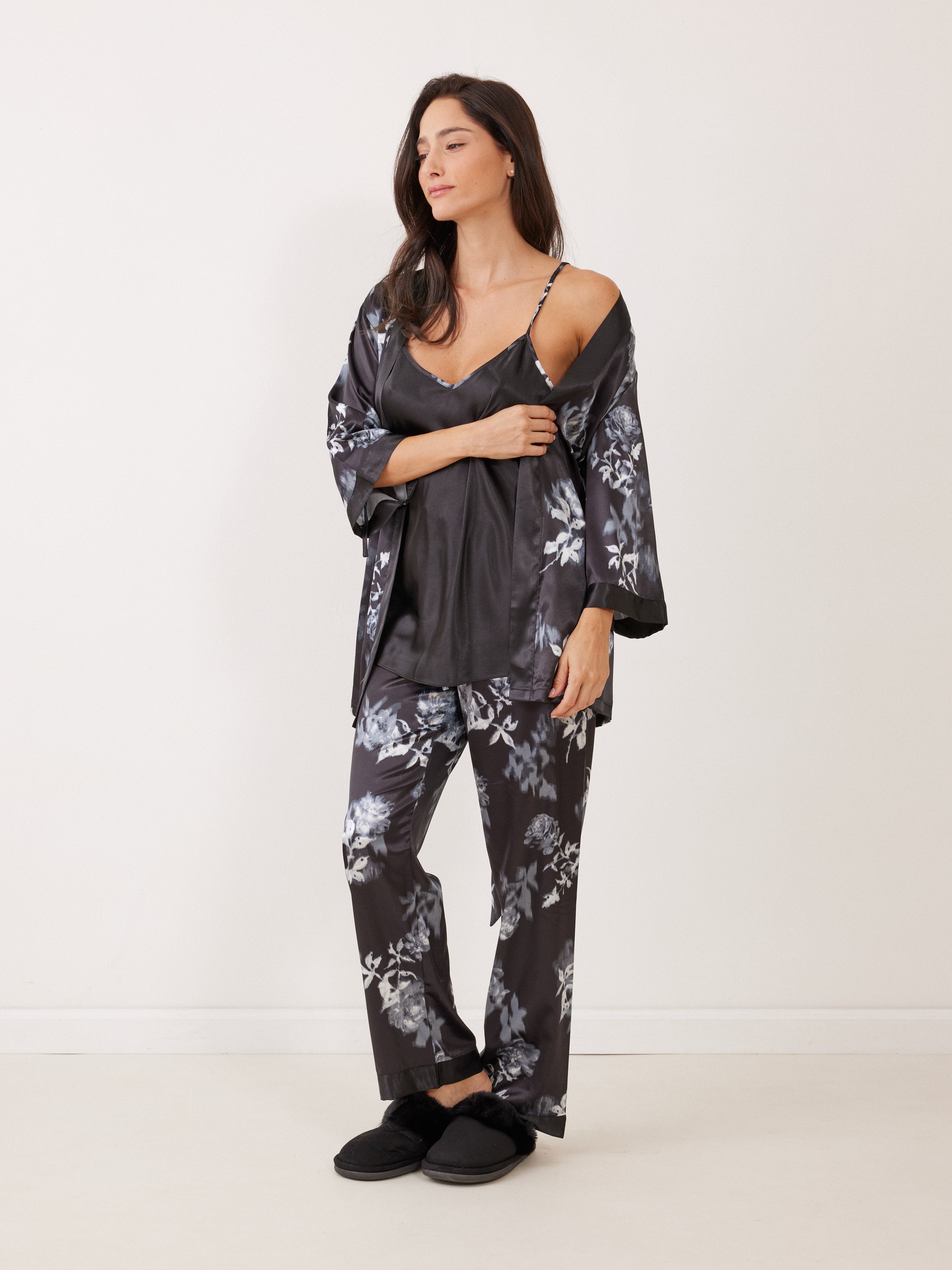 חליפת קימנו 3 חלקים מודפס - שחור