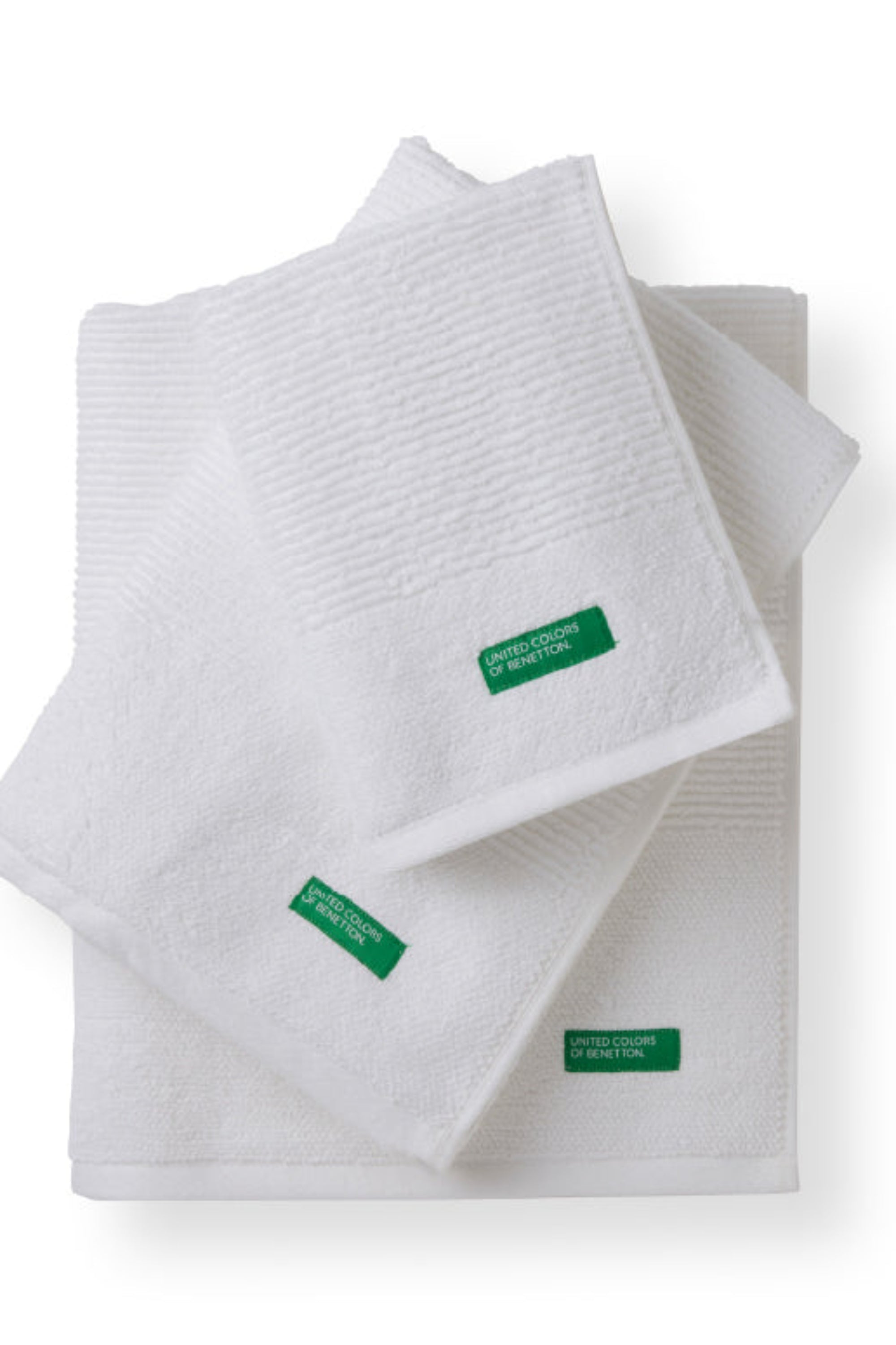 Benetton RIBS, מגבות פנים כותנה פרימיום - לבן