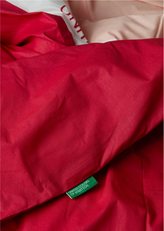 Exclusive Benetton , סט מצעים זוגי 180/200 - דו-צדדיים -אדום/ורוד