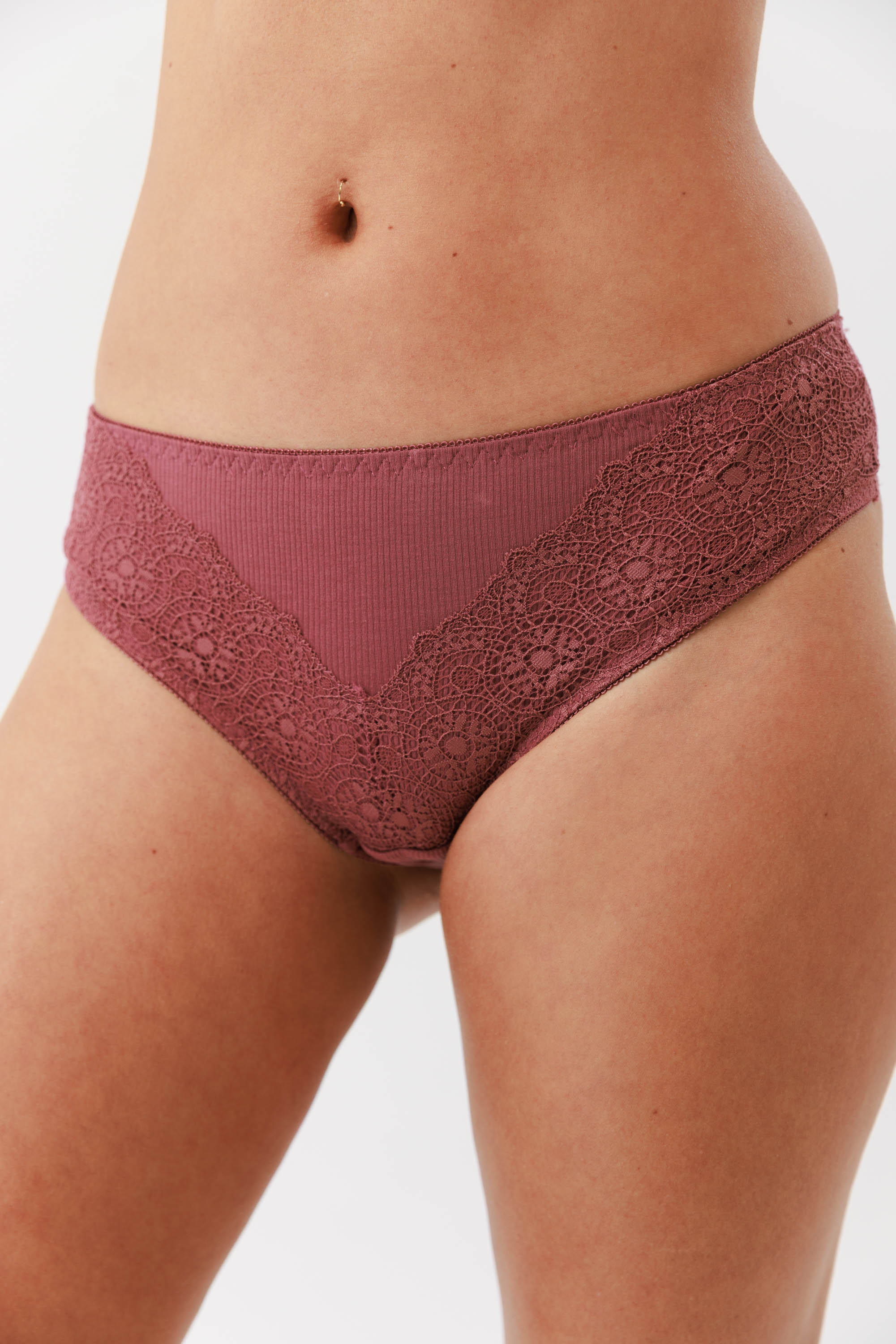 תחתוני ריב תחרה דגם בוקסר צבע קפה