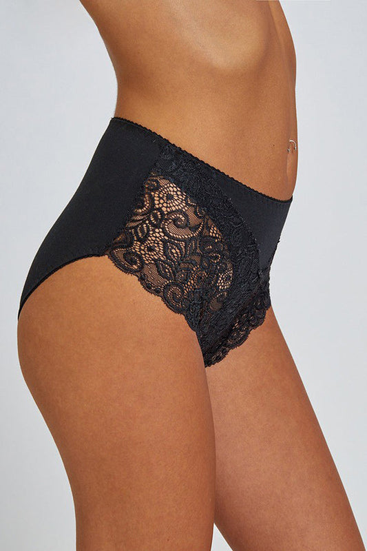 תחתון מקסי בשילוב תחרה - שחור